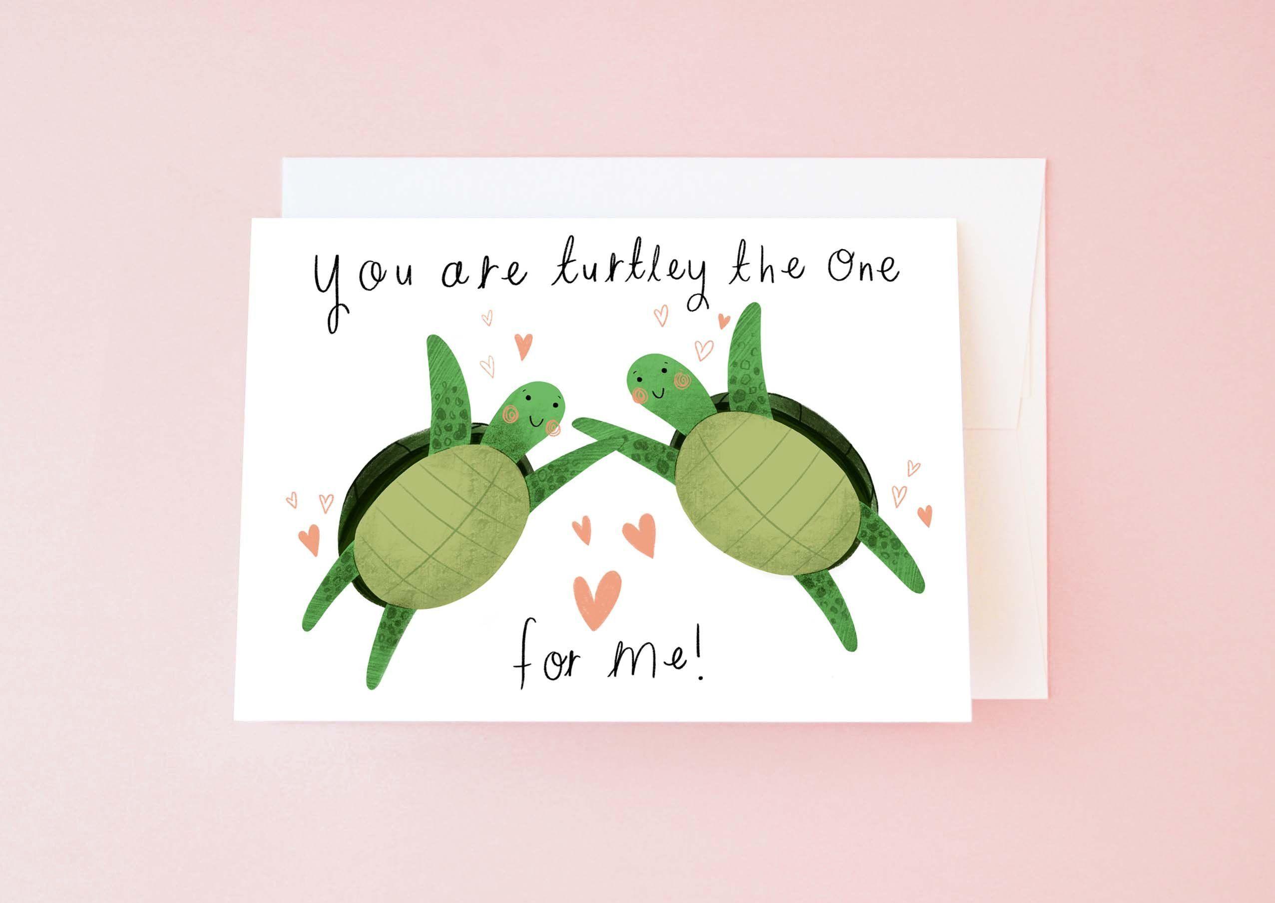 Funny Turtle Valentine's Day Card, Cute Turtle Pun Love Card