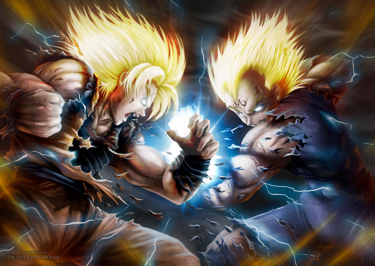 Free download Goku vs Vegeta by RogerGoldstain [1280x906]