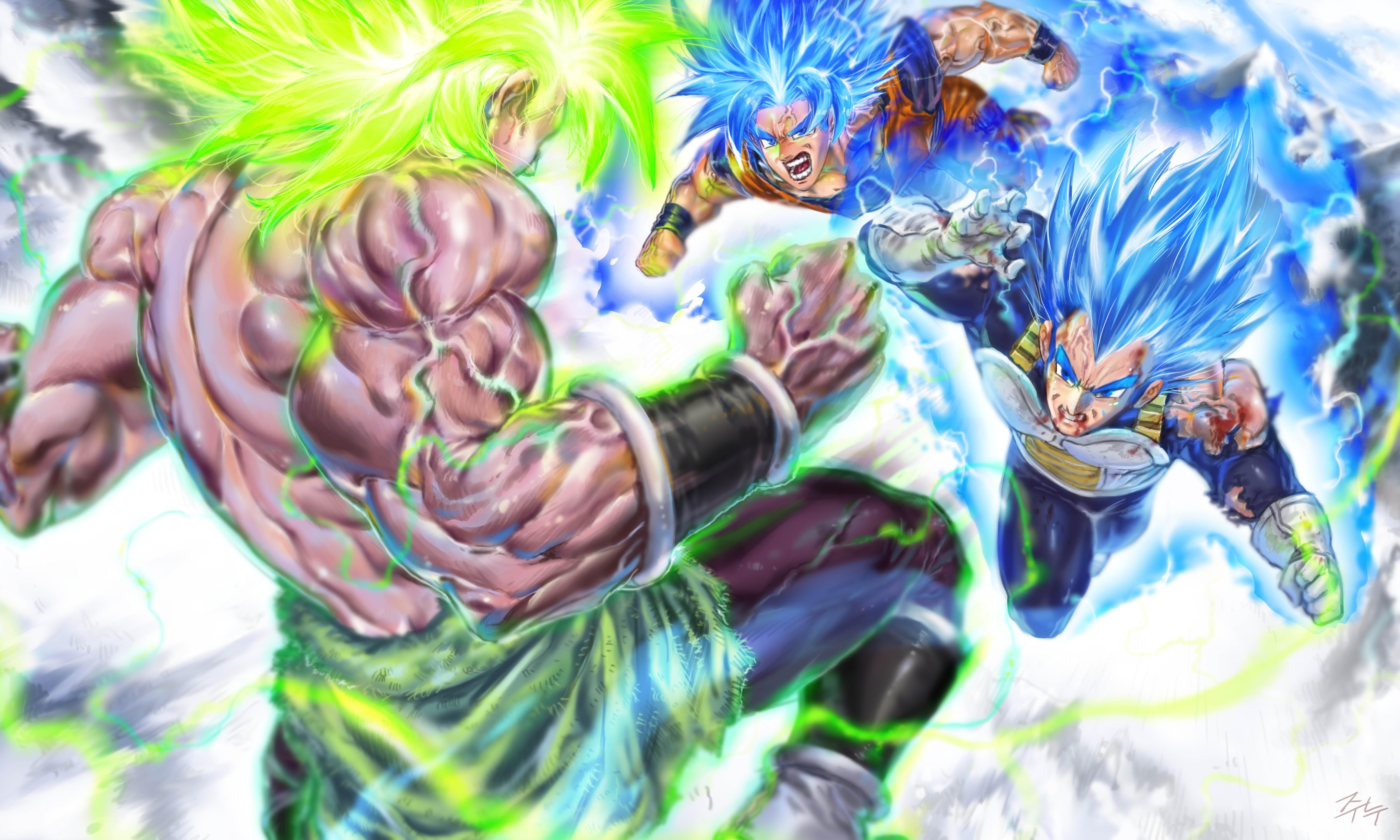 Broly Vs Goku and Vegeta 4k Ultra HD Wallpaper. Background Image