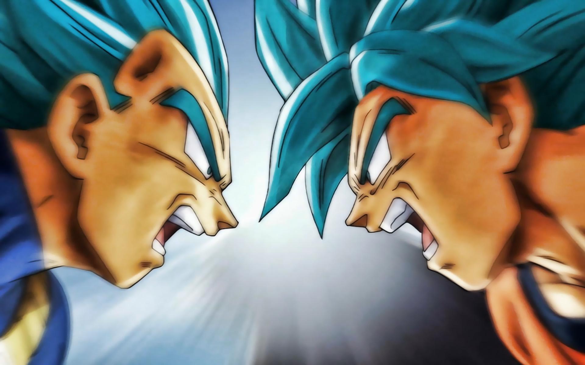 Download wallpaper Goku vs Vegeta, DBS, battle, artwork, fighters