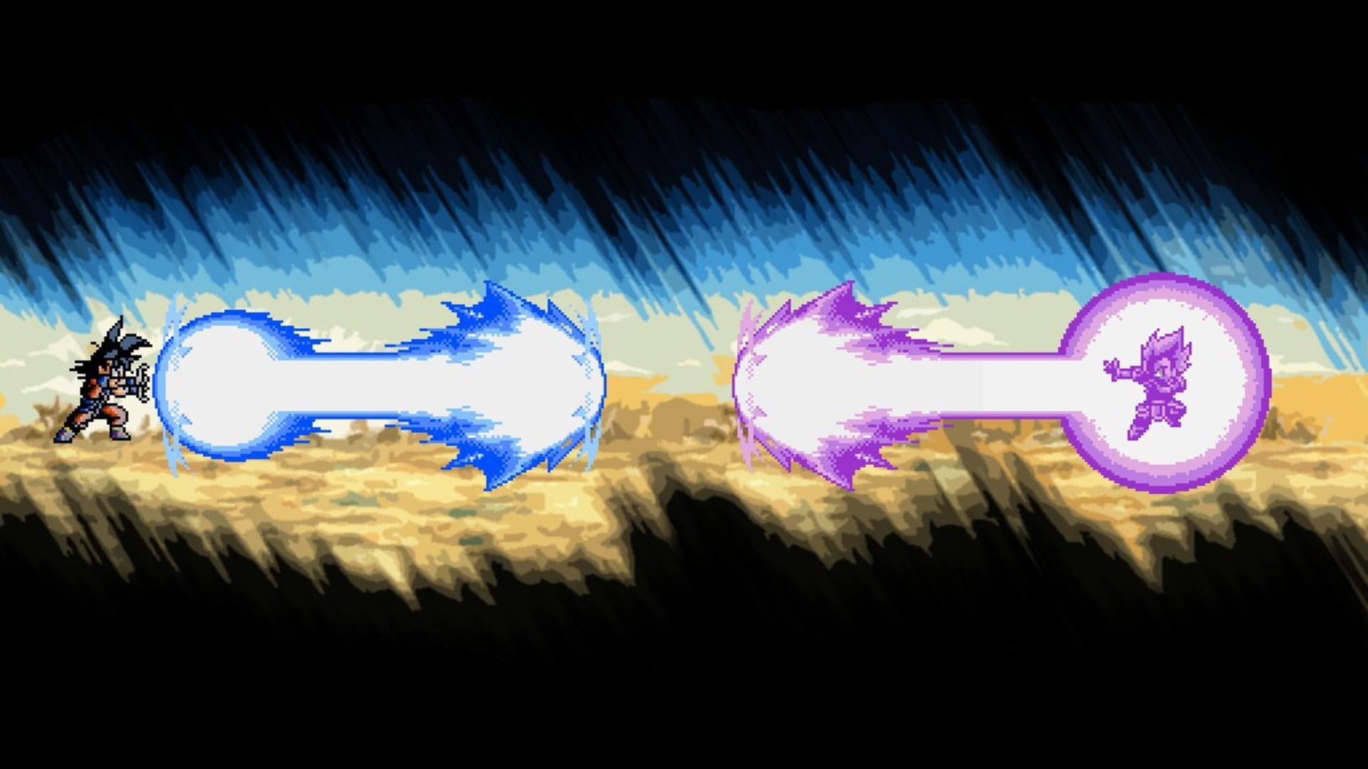 Son Goku vs Vegeta firing ki blast game application HD wallpaper