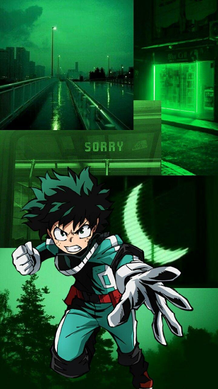 Izuku Midoriya. Dark green aesthetic, Aesthetic anime, Green aesthetic
