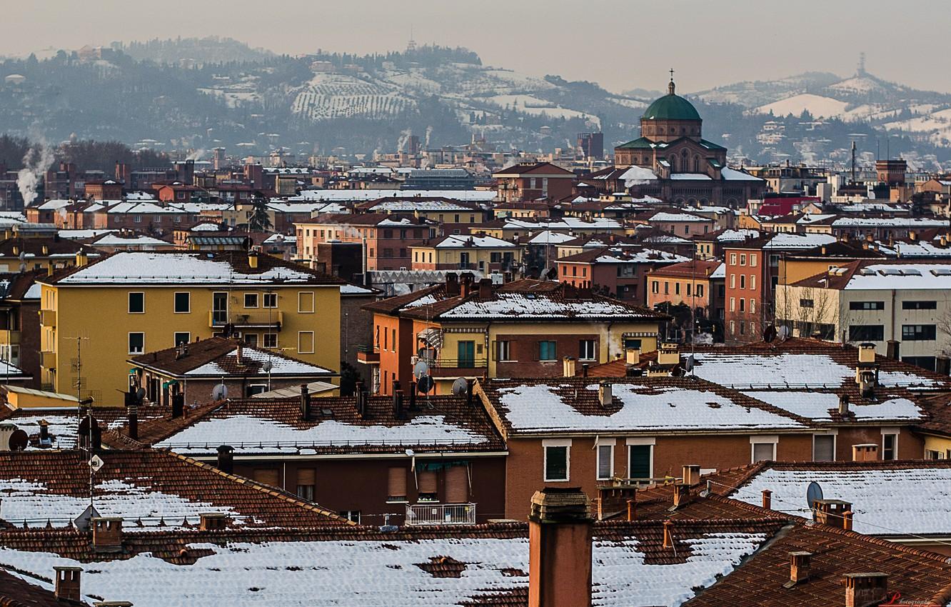 Wallpaper winter, snow, home, Italy, Winter in Bologna image