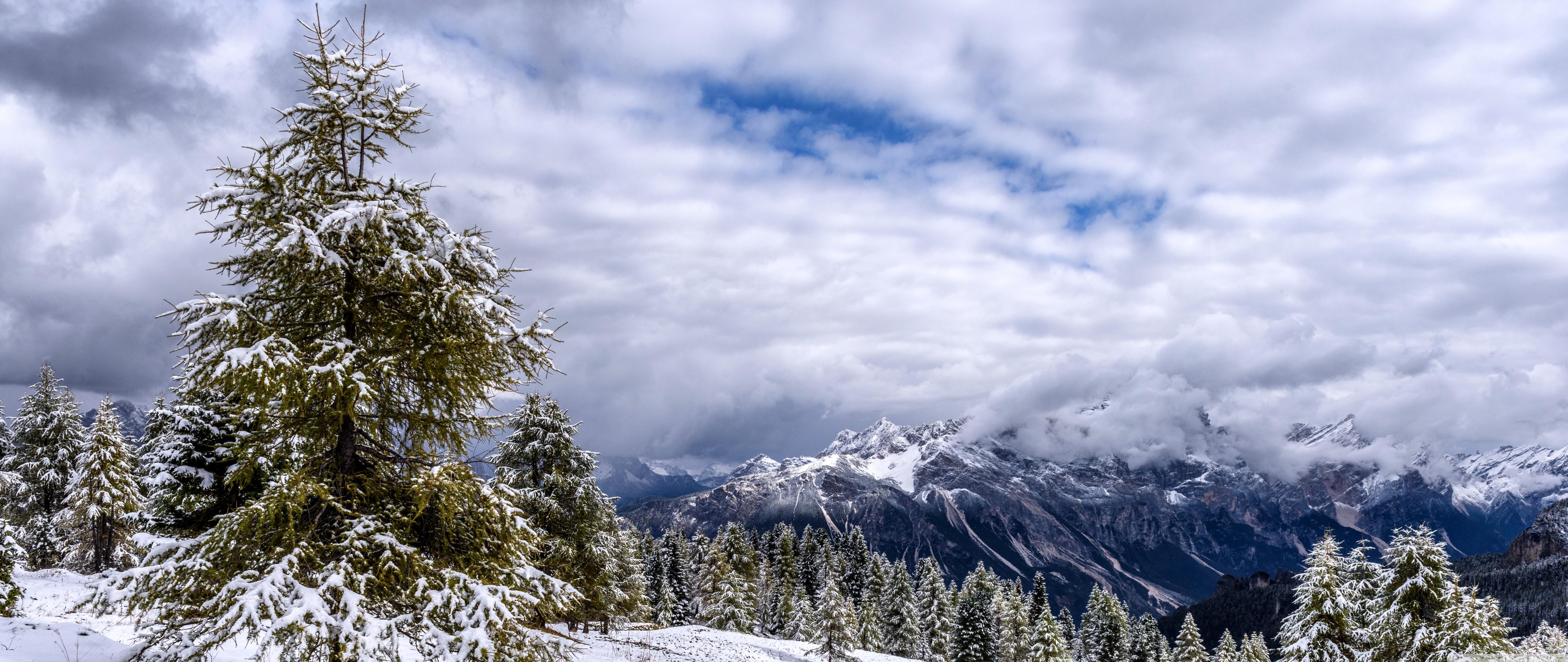 Dolomites Mountains Landscape, Winter, Italy Ultra HD Desktop