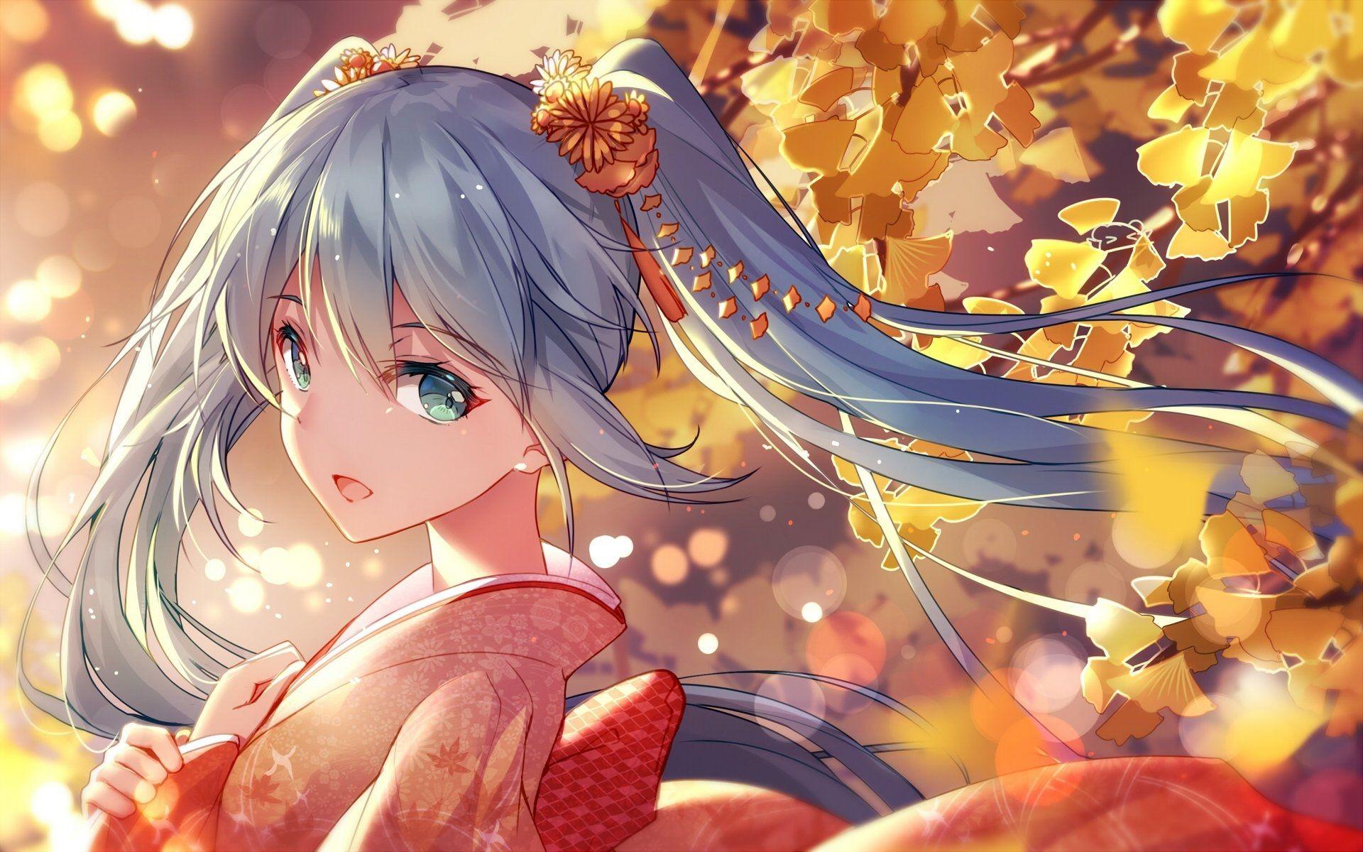 Anime Girl In Kimono, HD Wallpaper & background Download
