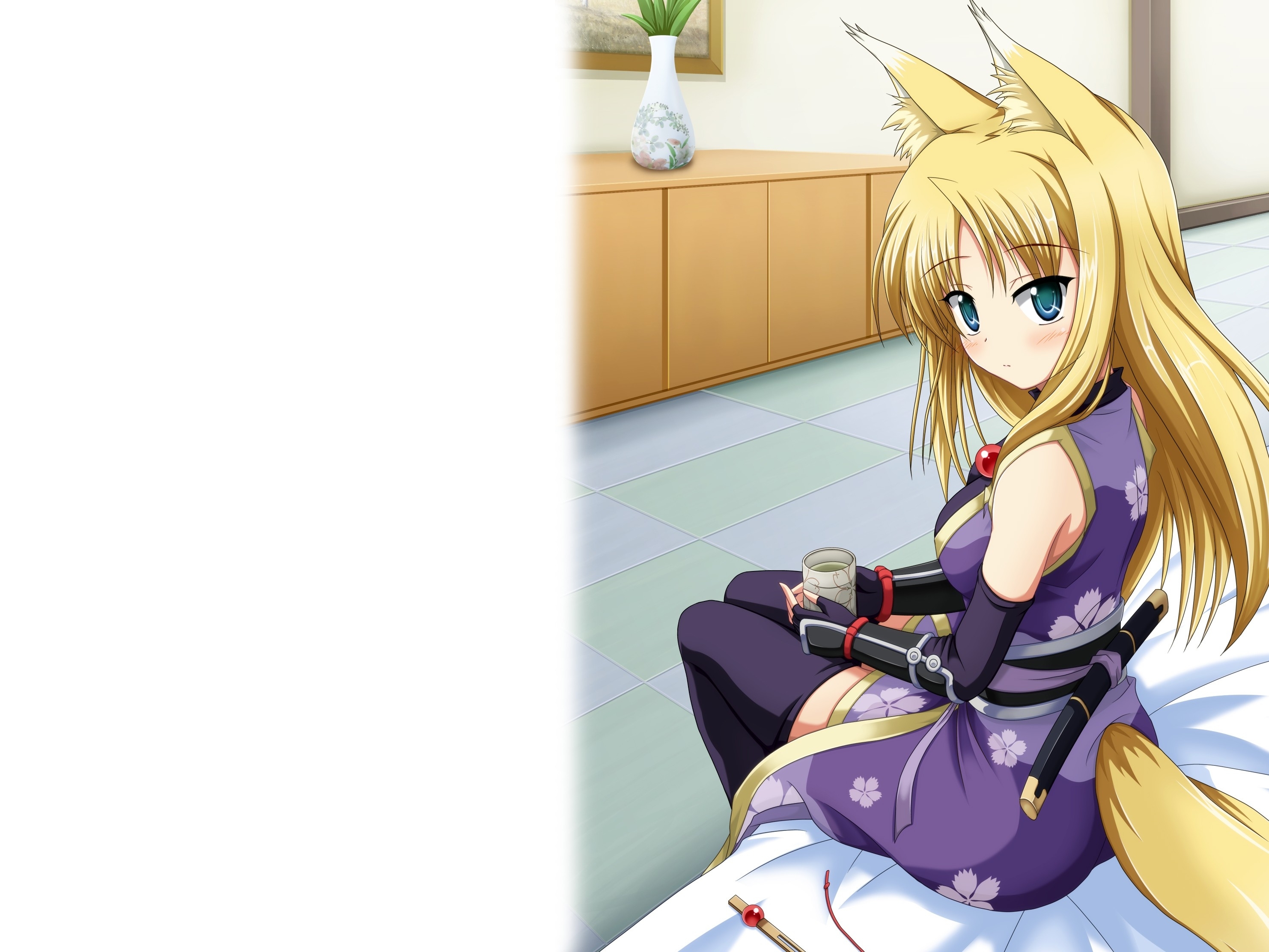 Download 2964x2224 Blondes gloves katana beds long hair weapons
