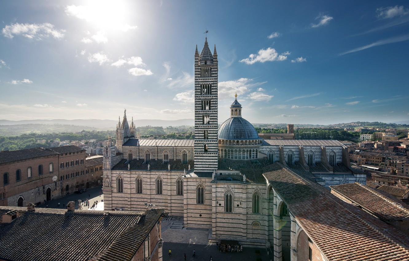 Wallpaper Italy, panorama, Tuscany, Cathedral, the bell tower