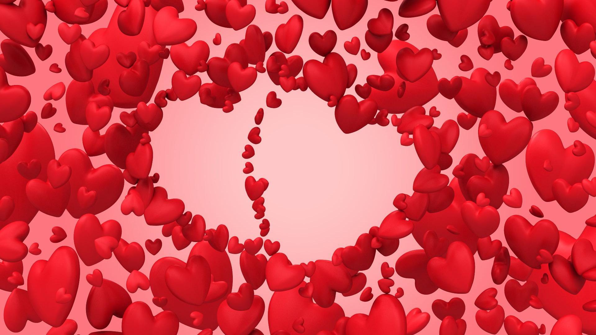 Download 1920x1080 HD Wallpaper heart abstraction red, Desktop