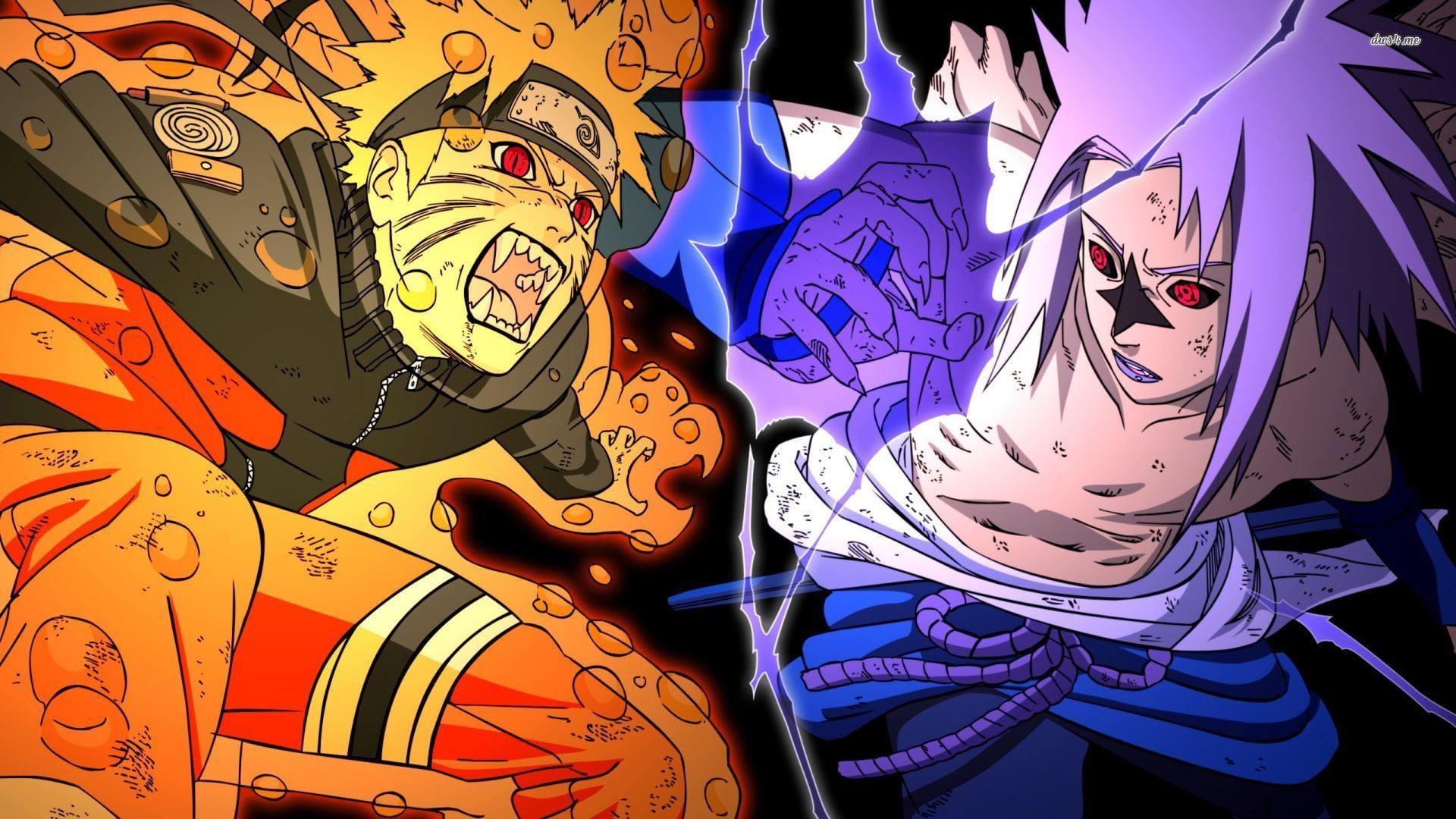 Naruto and Sasuke wallpaper, anime, Naruto Shippuuden HD wallpaper