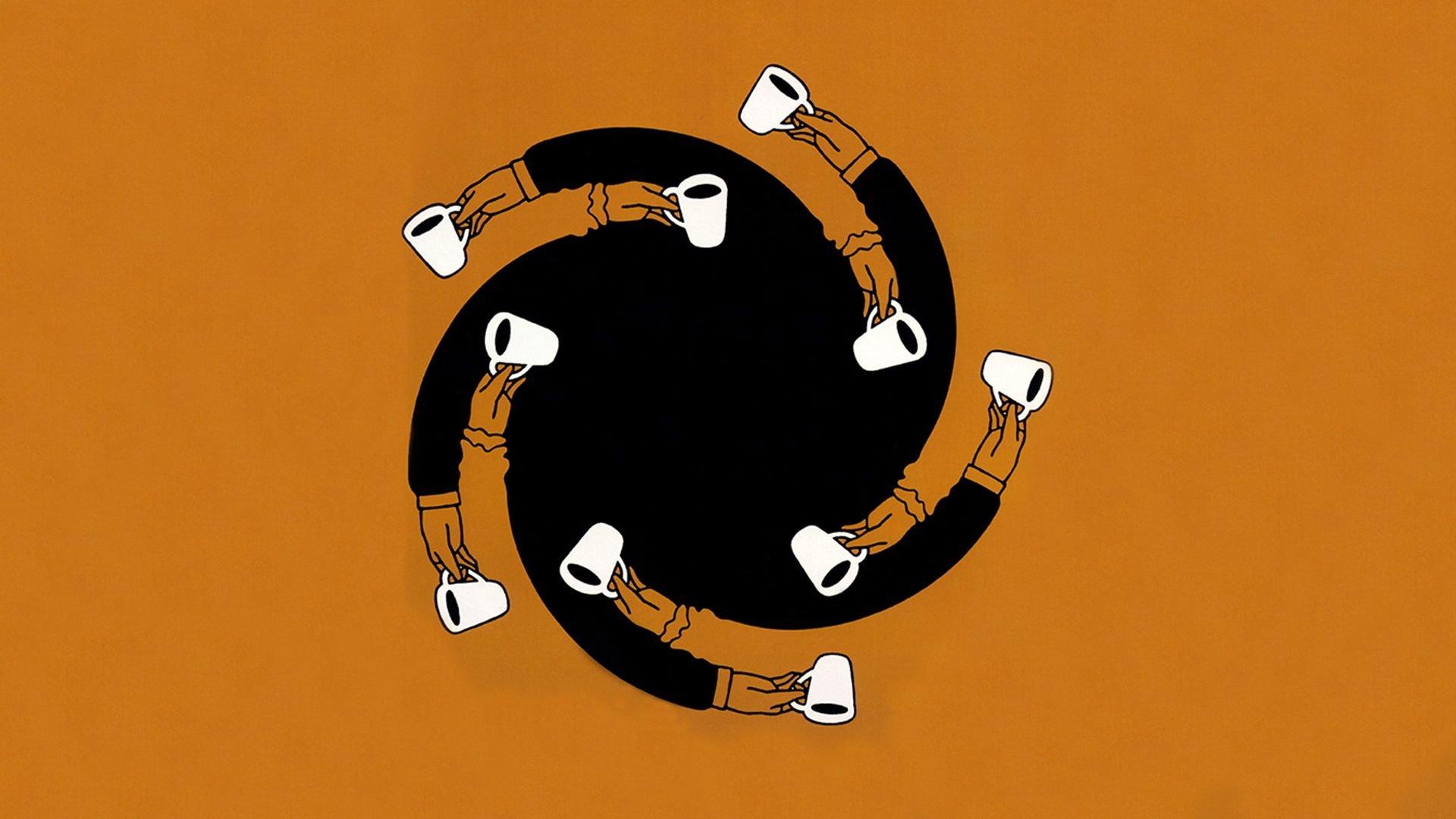 For coffee lovers: a wallpaper I made from a Shigeo Fukuda ad