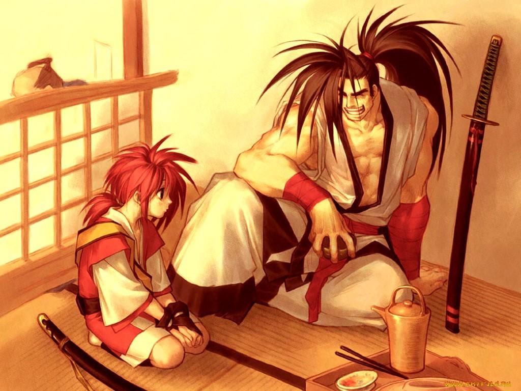 katana, anime, anime boys, Shizumaru Hisame, Haohmaru, Samurai