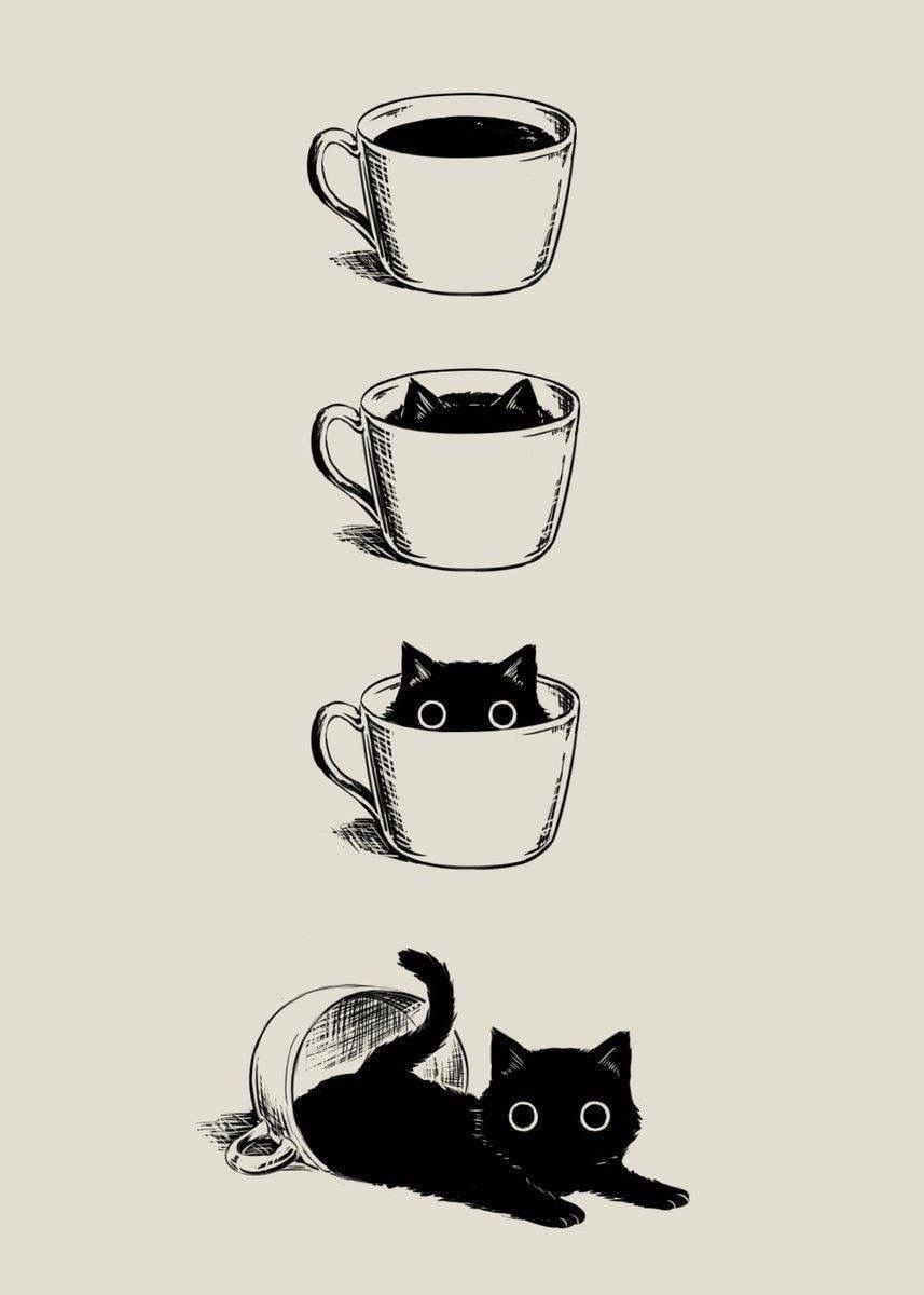 Cat tea spill. Cat art, Cute drawings, Cat drawing