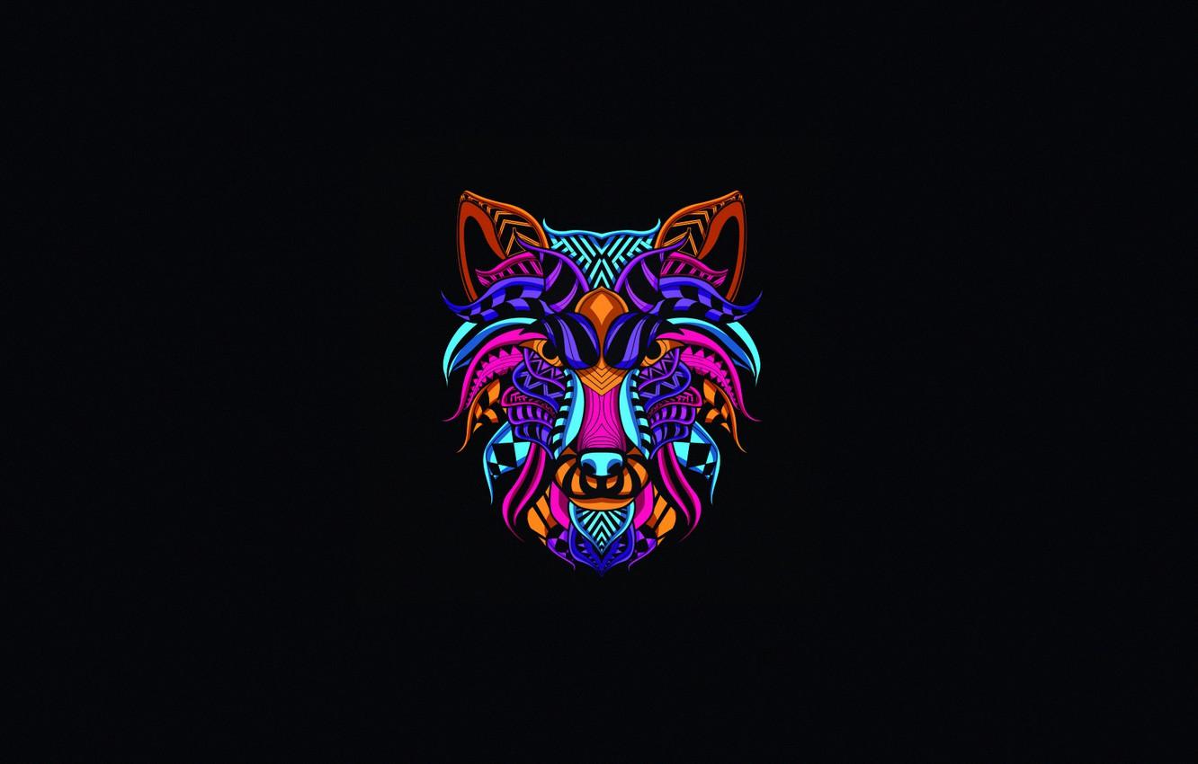 Wallpaper Minimalism, Neon, Style, Background, Wolf, Art, Art, Abstract, Style, Color, Neon, Wolf, Background, Illustration, Minimalism, Animal image for desktop, section минимализм