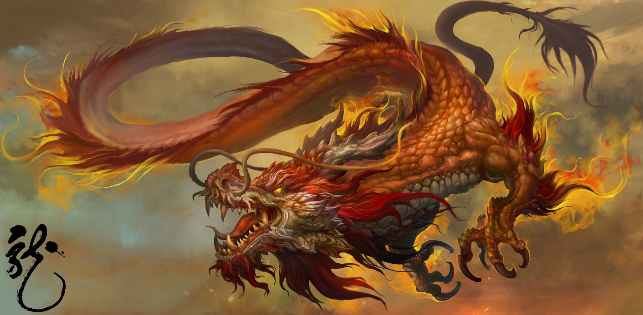 Dragon Chinese Dragon HD Wallpaper 2250x1080