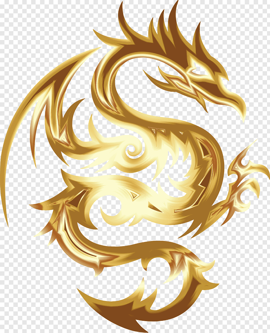 Gold Colored Dragon Illustration, Chinese Dragon Desktop Mythology