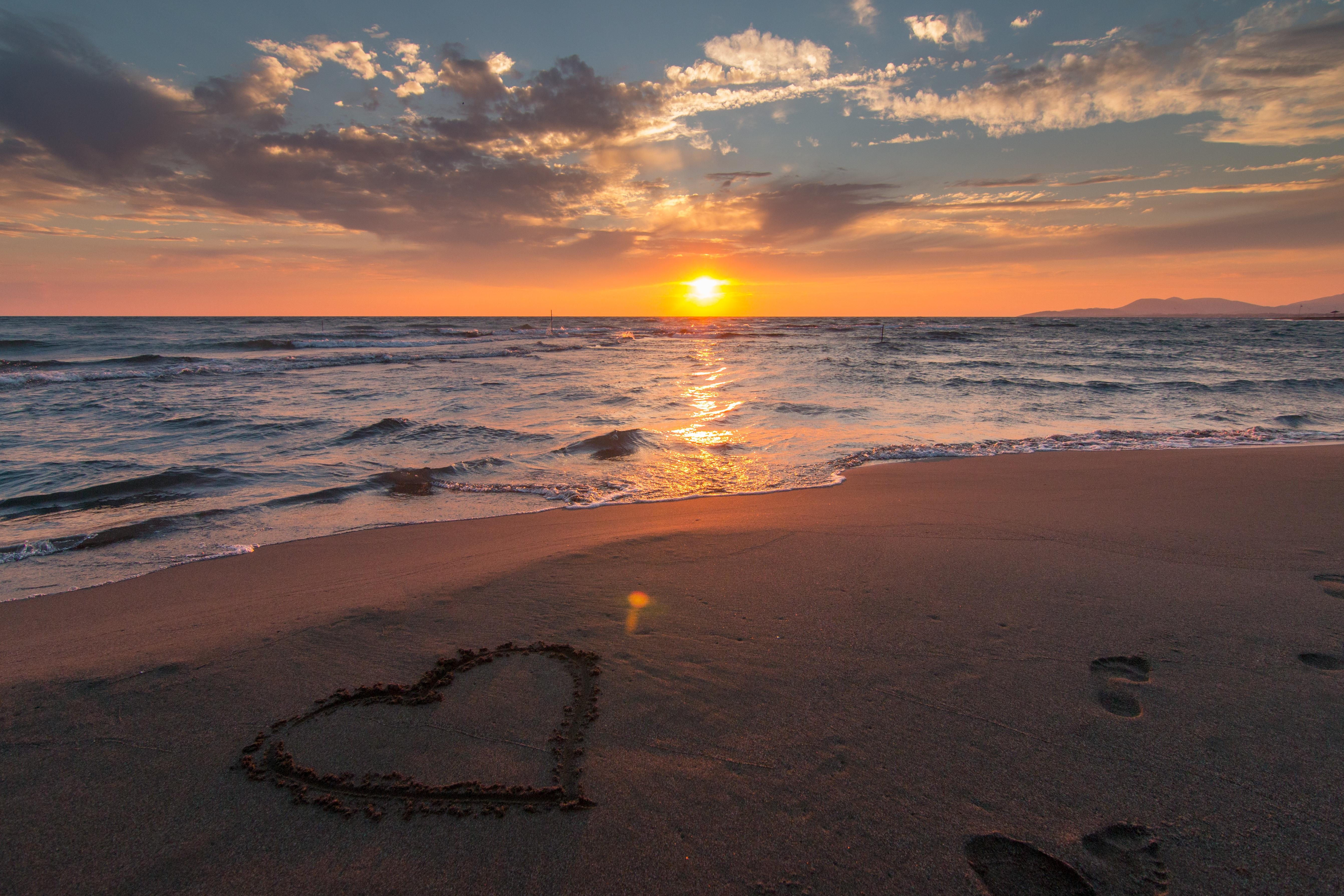 Pixabay Heart Beach Sunset Download Wallpaper on Jakpost