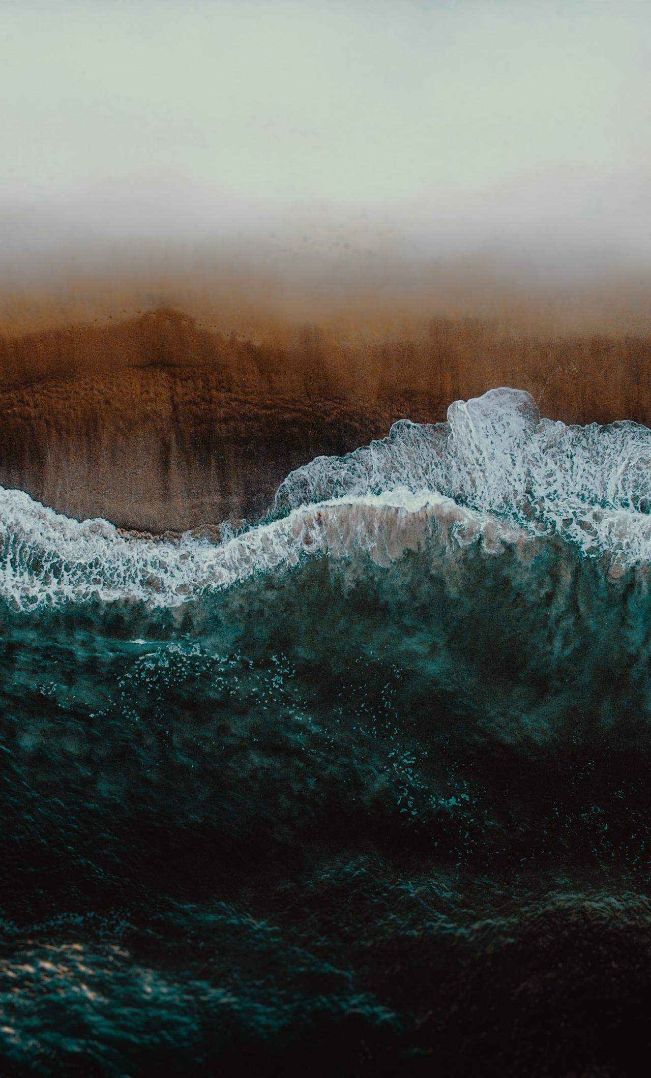 Download Aerial view, seashore, beach wallpaper, 1280x iPhone