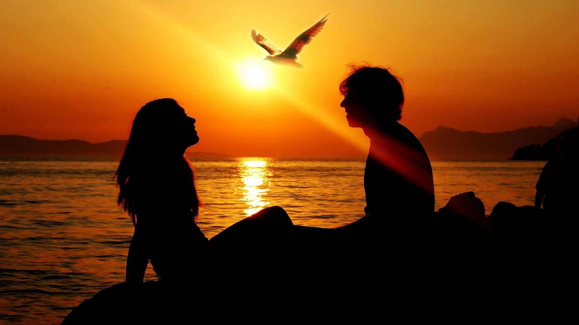 Cartoon Couples in Love Graphics. romantic couple sunset