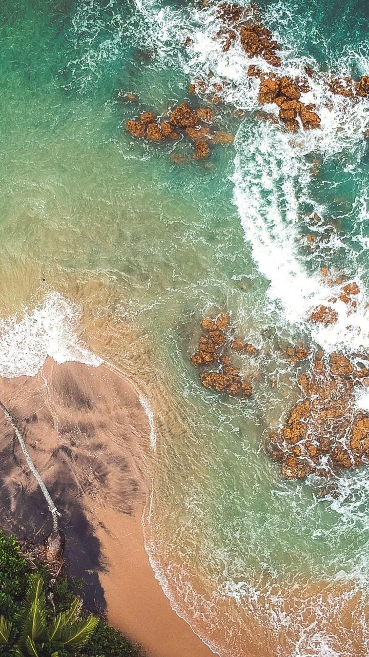 Beach, sea, aerial view, nature, 720x1280 wallpaper. Aerial view