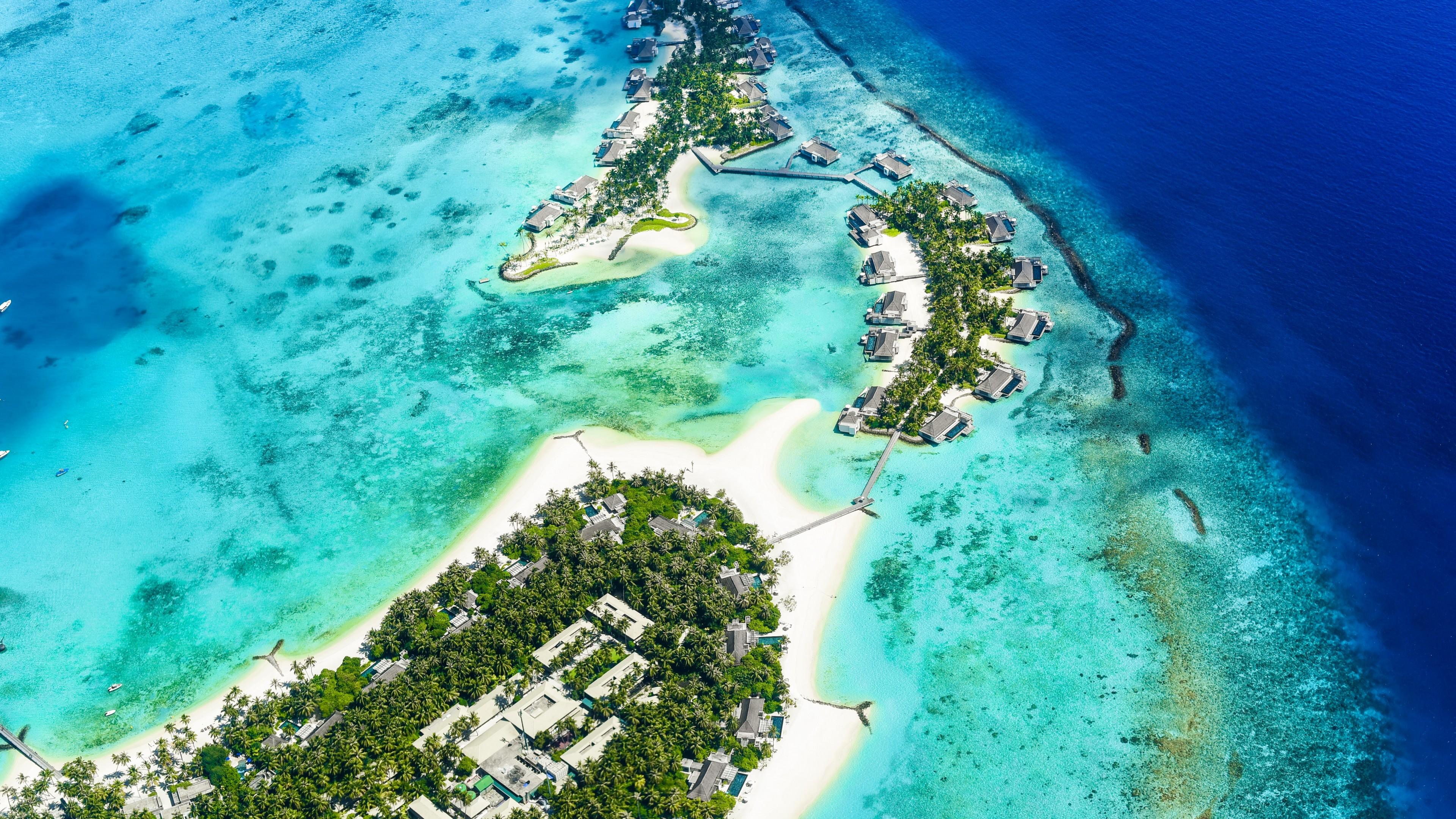 Aerial View Tourist Hotel Islands Beach HD 4k Wallpaper