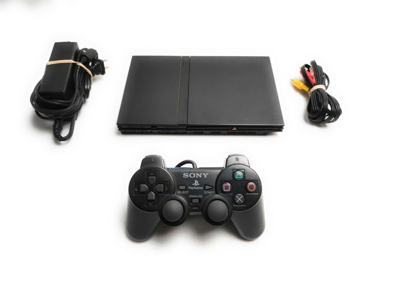 Sony PlayStation 2 PS2 Slim Black Console System w Sony Controller