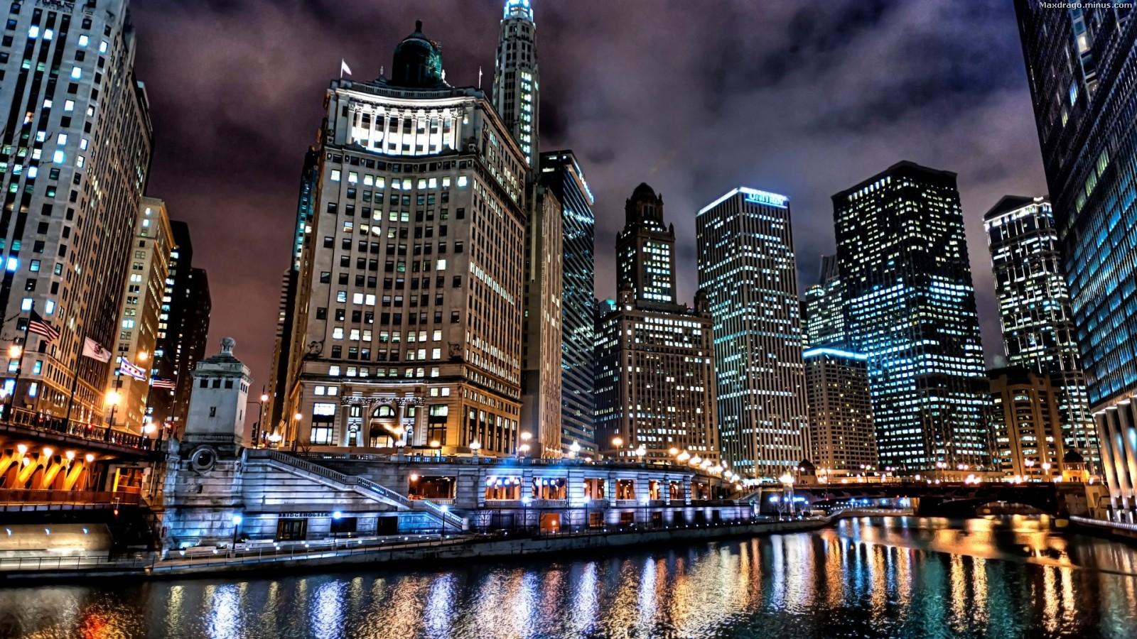Chicago Night Skyline Wallpaper