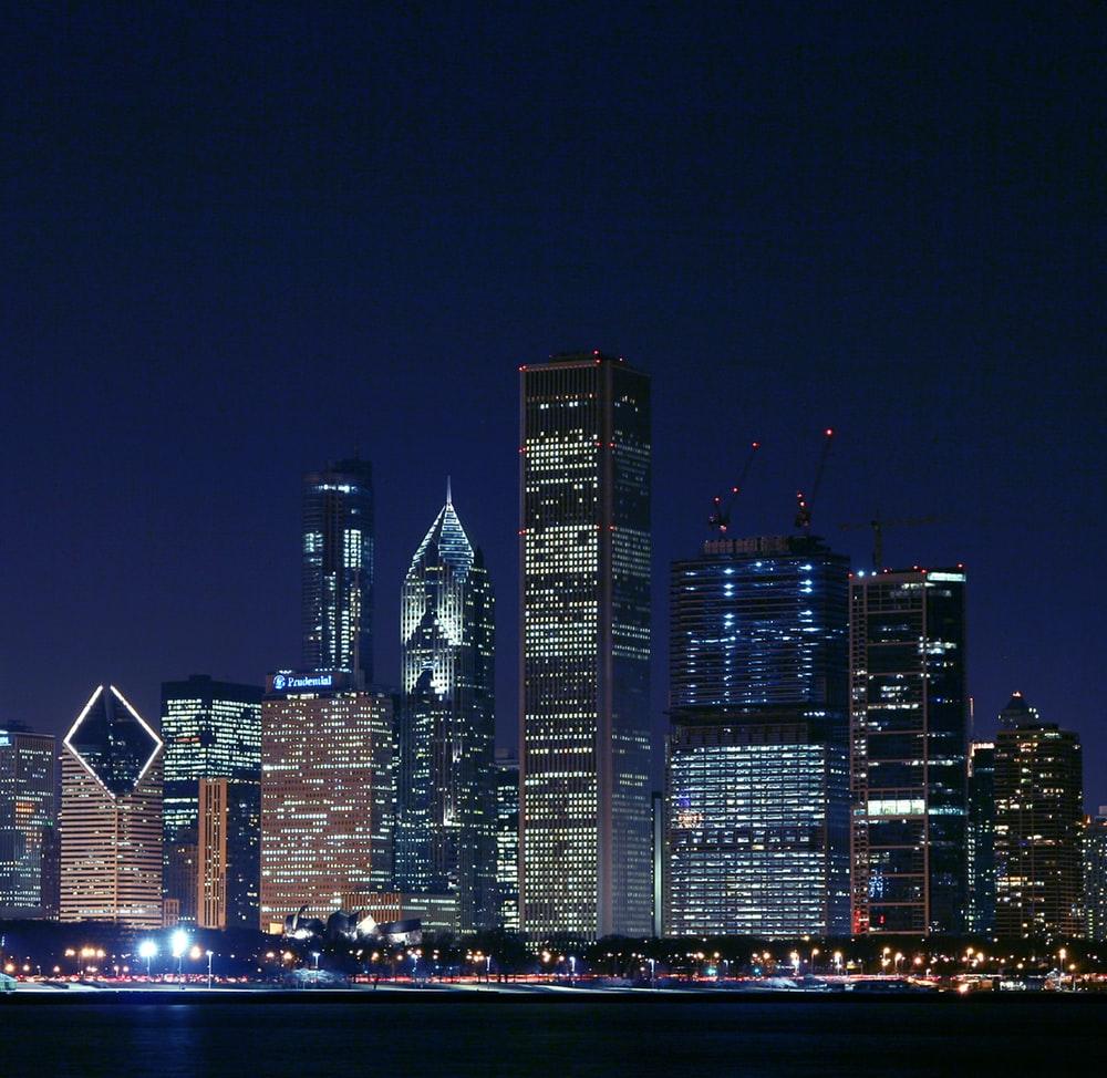 Chicago Night Skyline Picture. Download Free Image