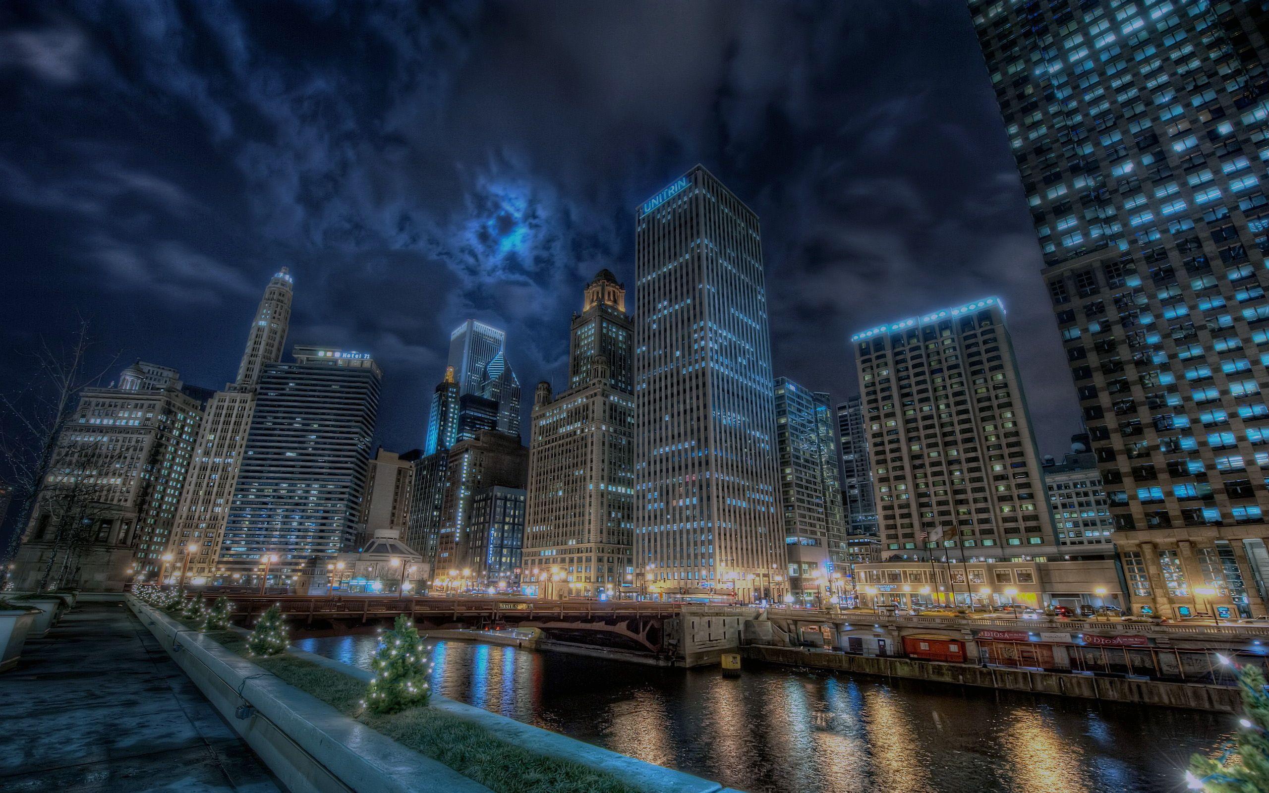 Chicago Skyline at Night HD. chicago city night skyline