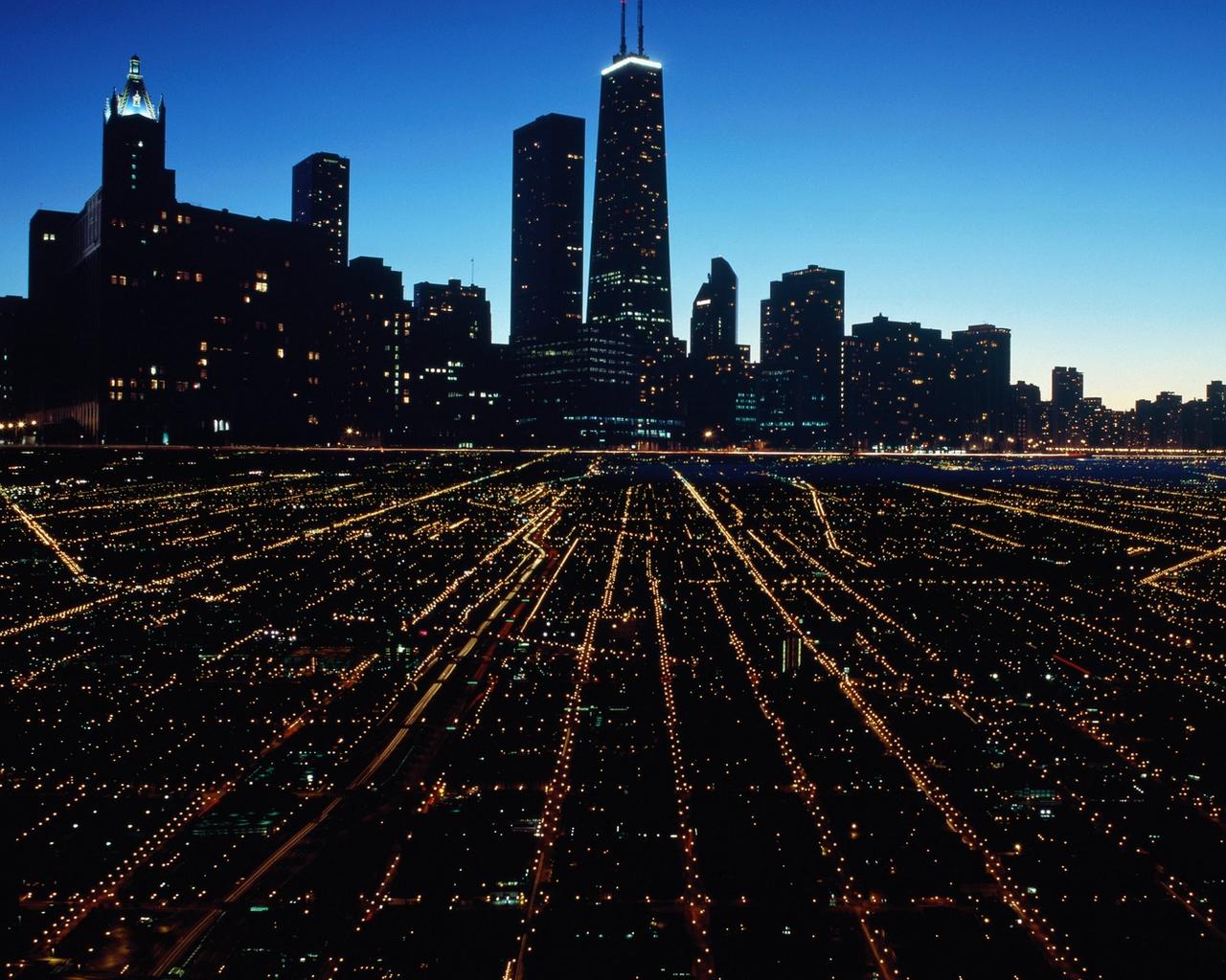 Download wallpaper 1280x1024 chicago, city, night, lights city