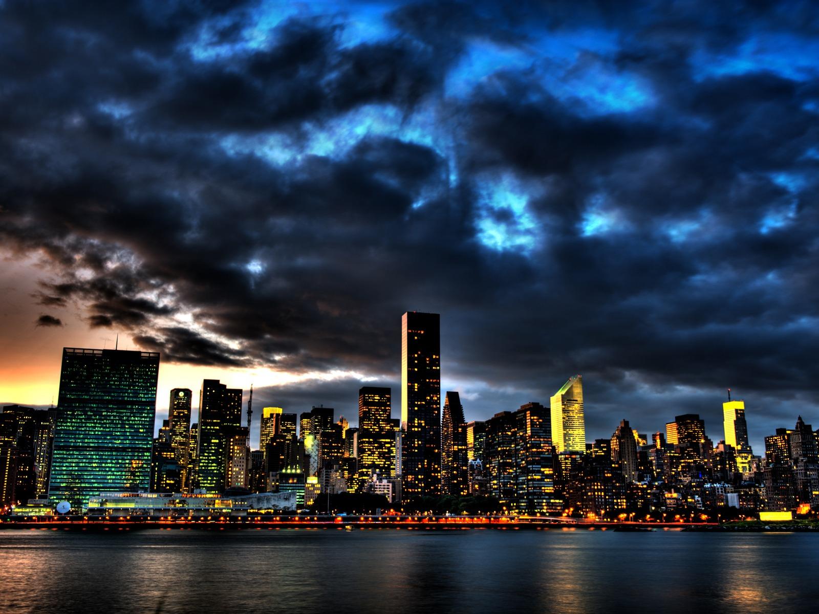 City skyline at night HD wallpaper 3D