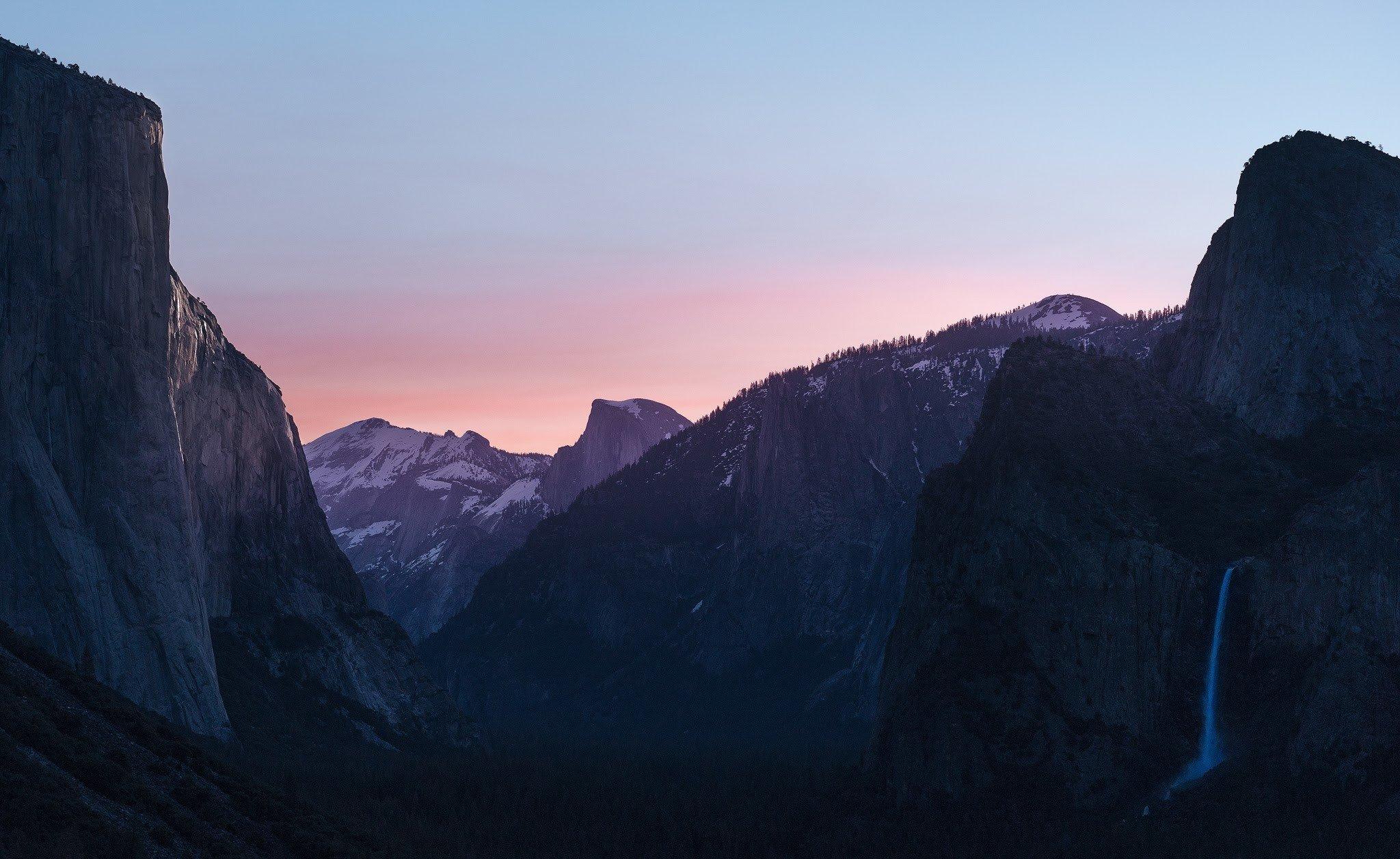 Yosemite National Park, Yosemite Falls, Mountains, Sunset, Nature