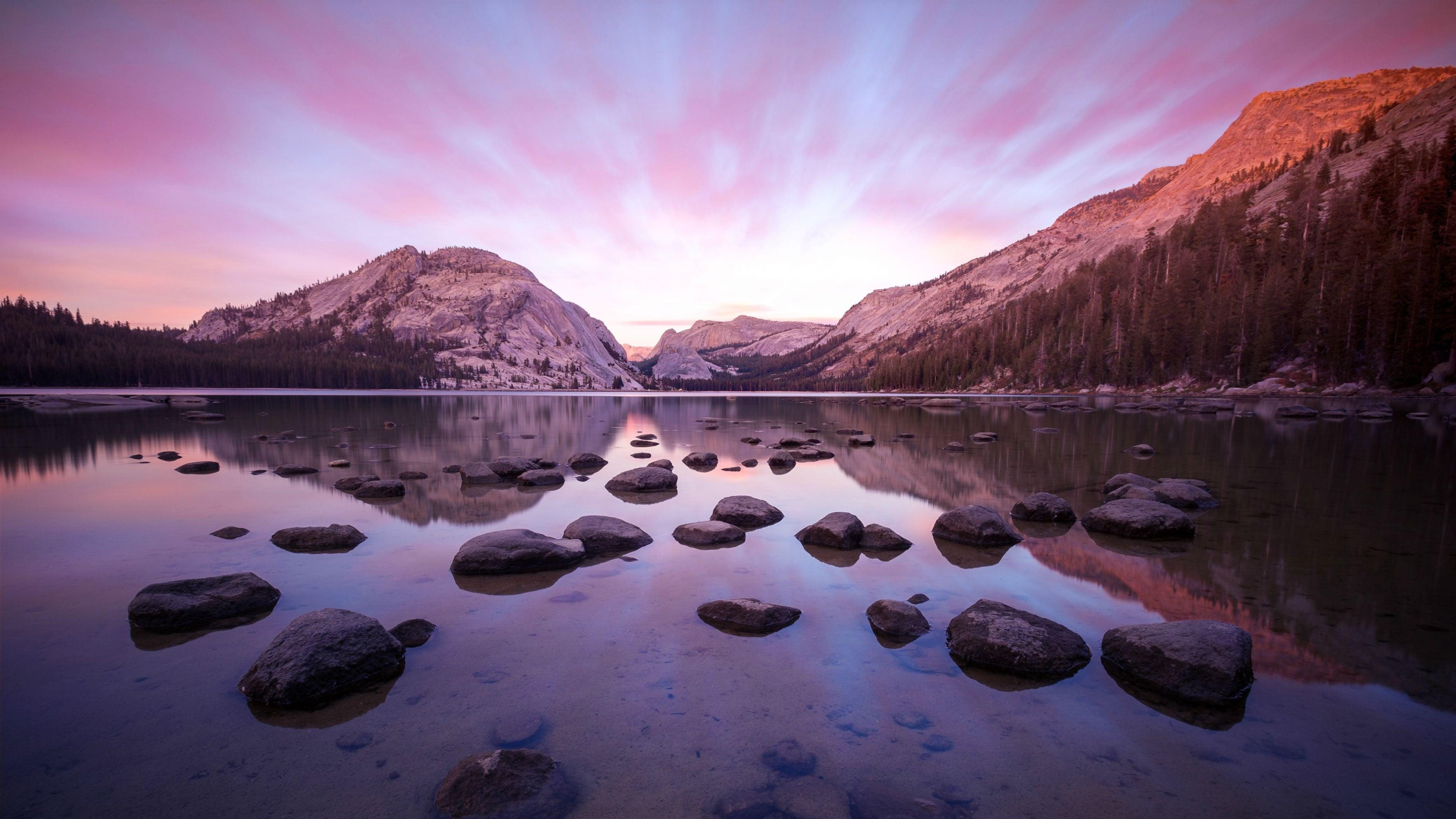Modified Yosemite lake sunset wallpaper