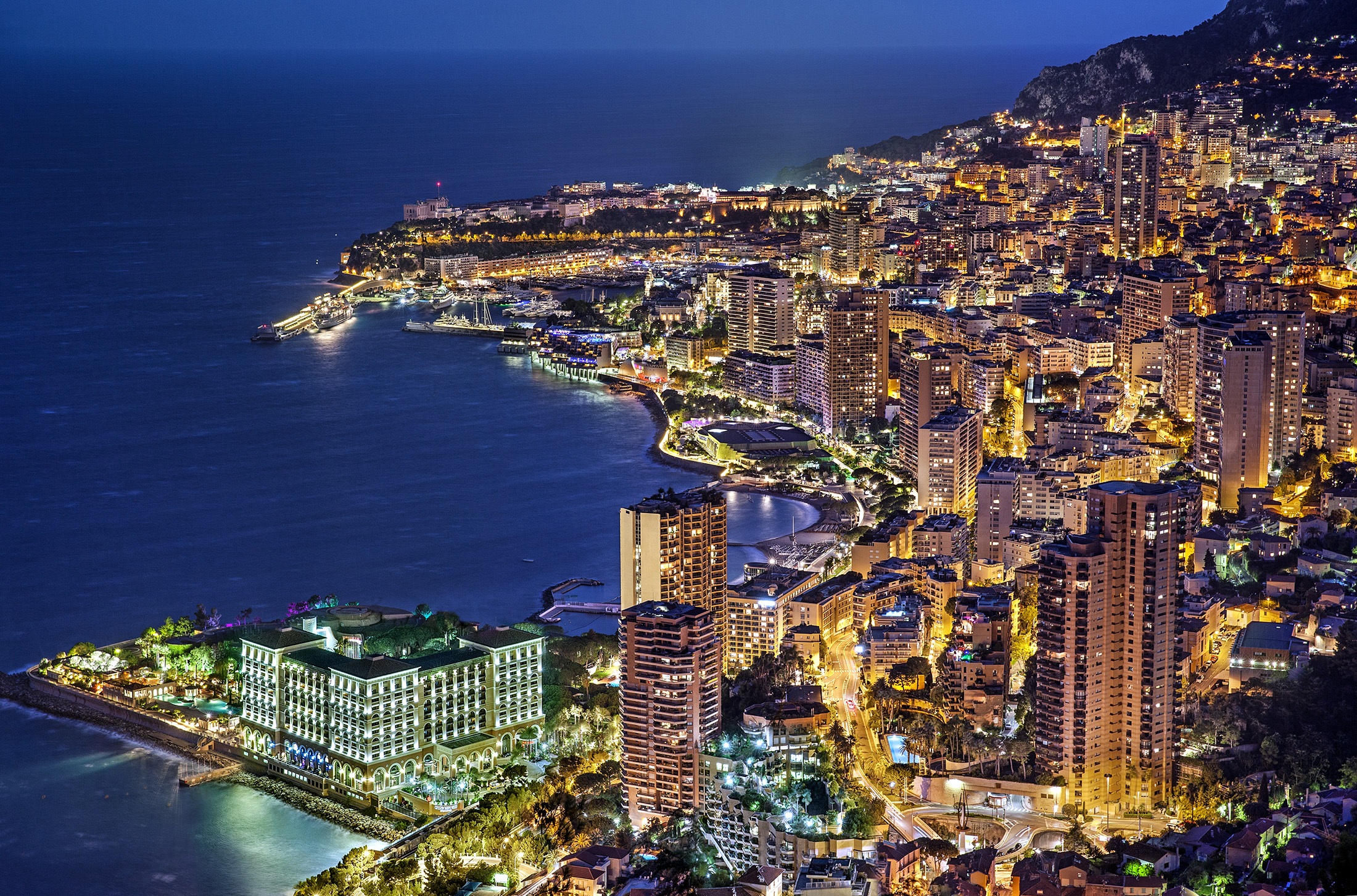 Monaco Night Lights HD Wallpaper. Background Imagex1453