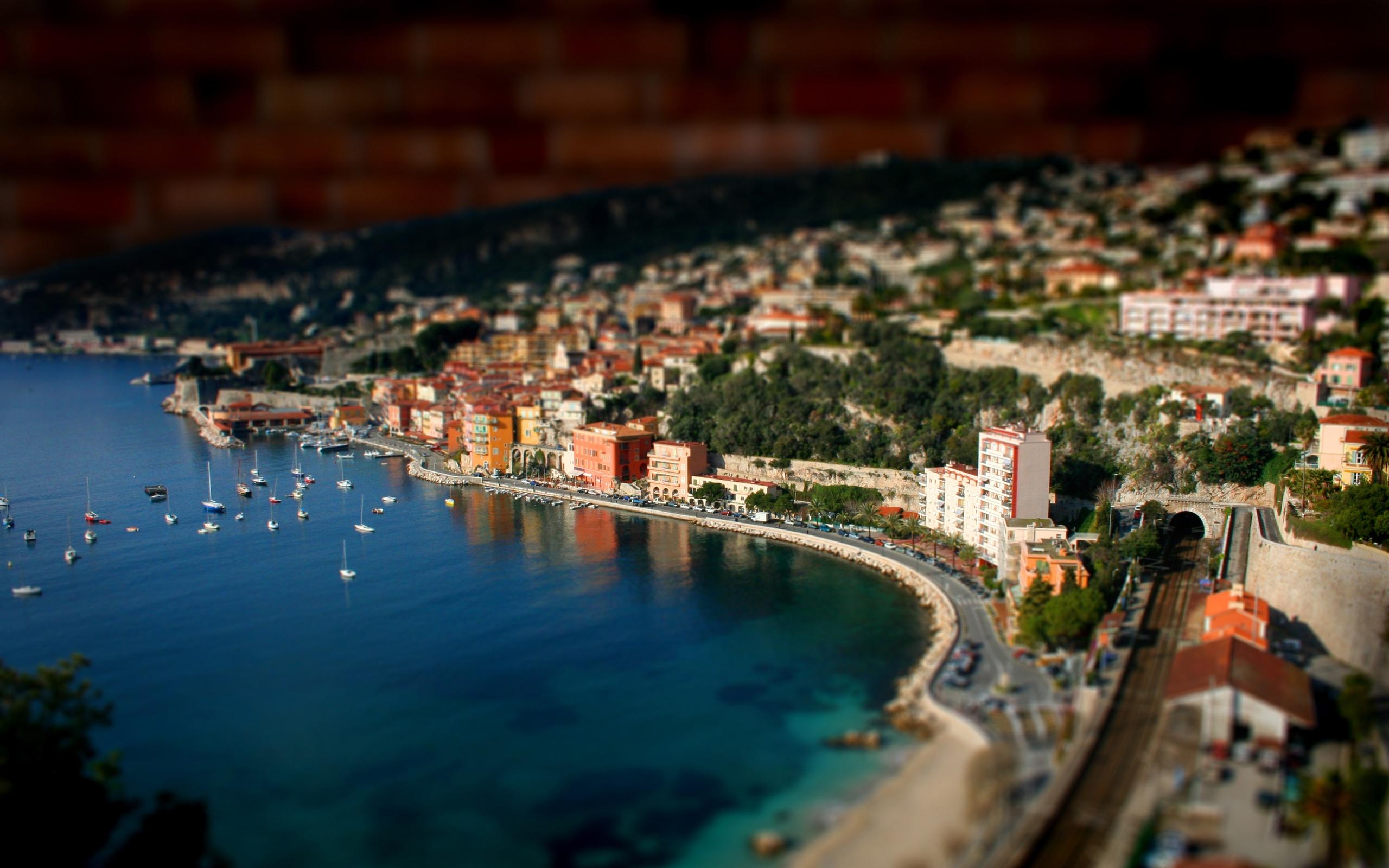 Nice France Seaside Tilt Shift Miniature Photography Desktop Wallpaper