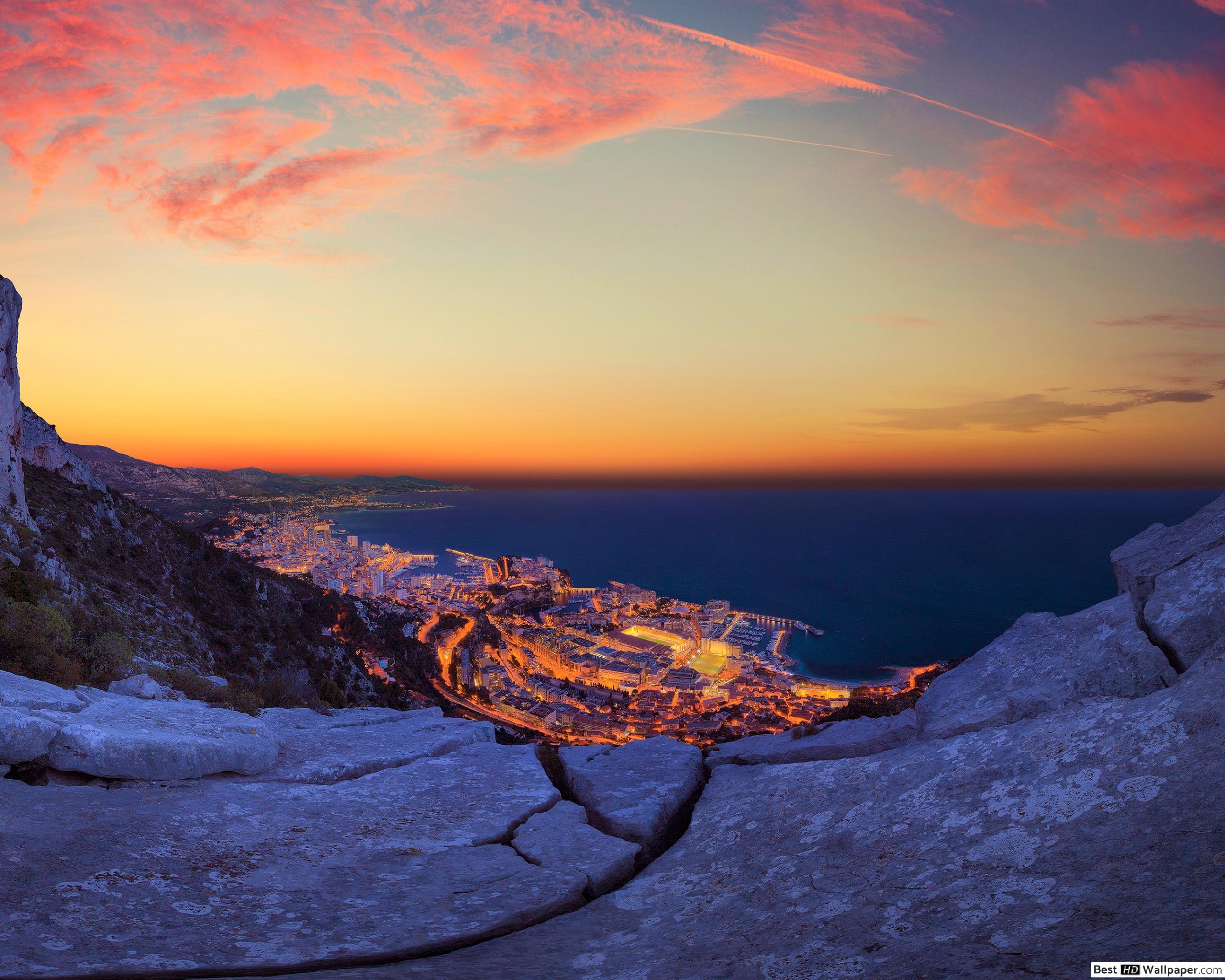 View from Mountain Top: Monaco at Night HD wallpaper download