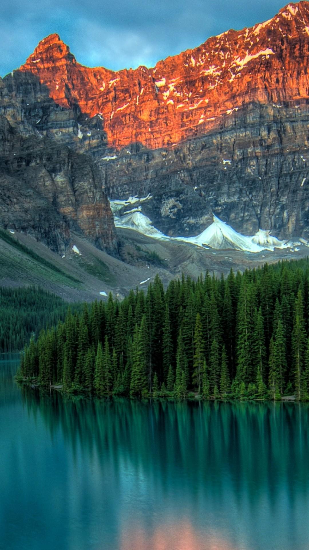 Wallpaper Moraine Lake, Banff, Canada, mountains, forest, 4k