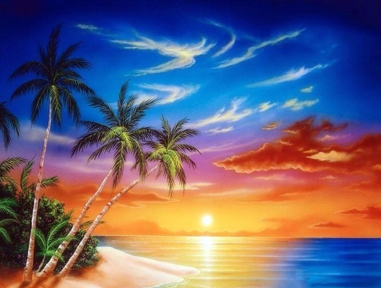 Tropical Island Sunset Wallpaper High Quality Resolution