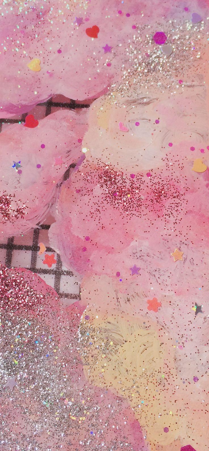 Pink Confetti and Glitter Texture. Candy Overlay. Pastel Stars