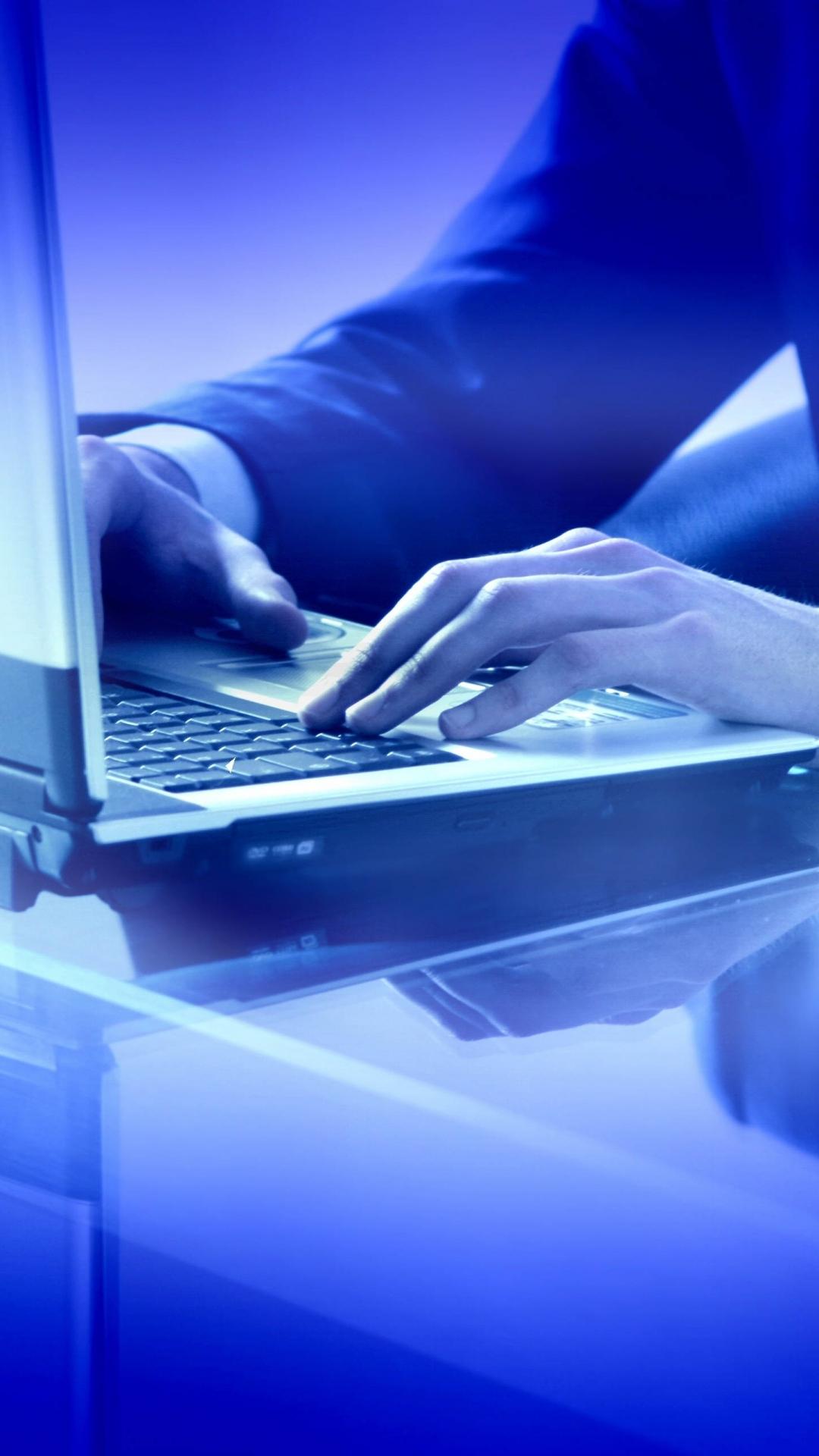 Businessman Hands Keyboard Laptop iPhone 8 Wallpaper Free Download