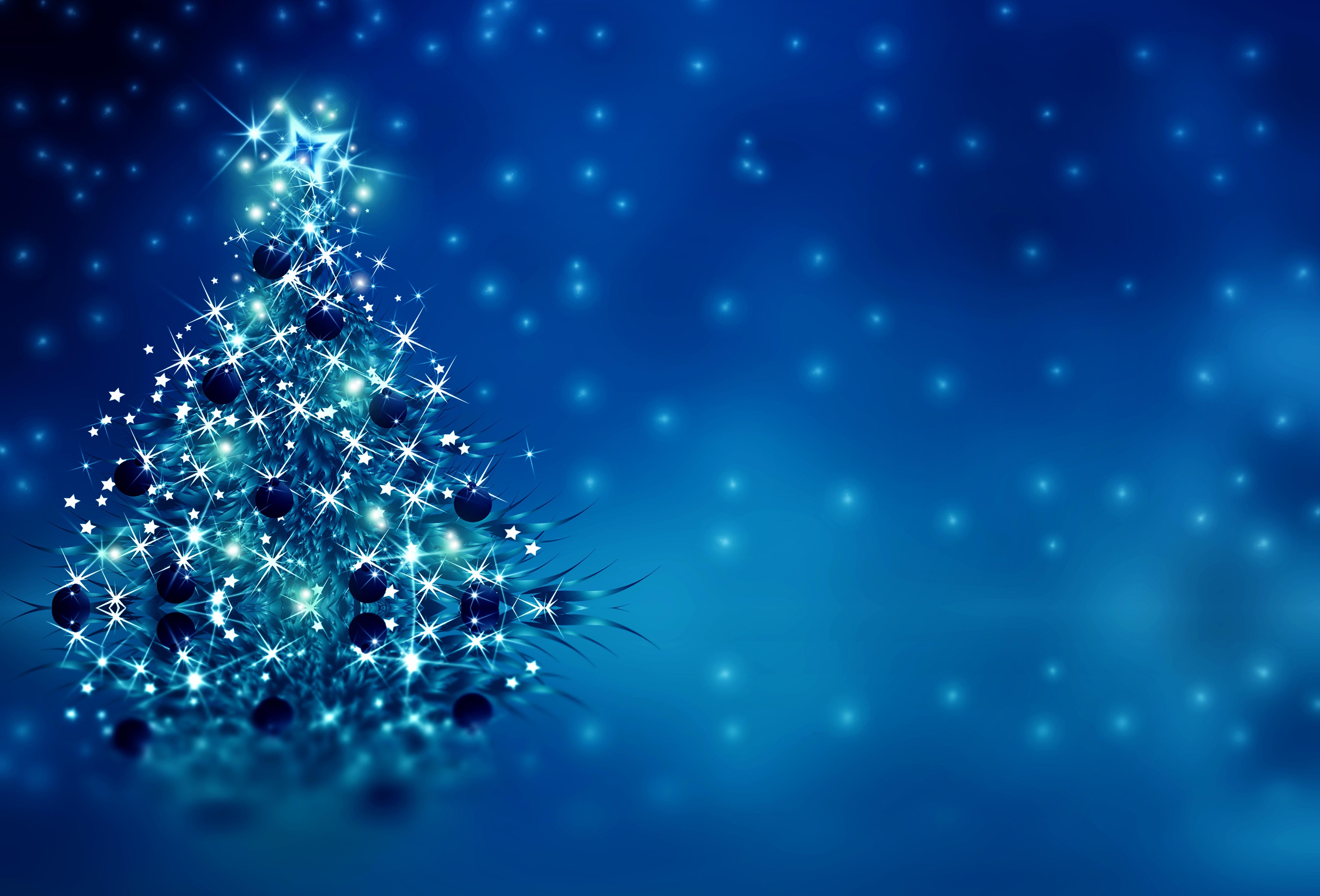 Sparkling Blue Christmas Tree 5k Retina Ultra HD Wallpaper