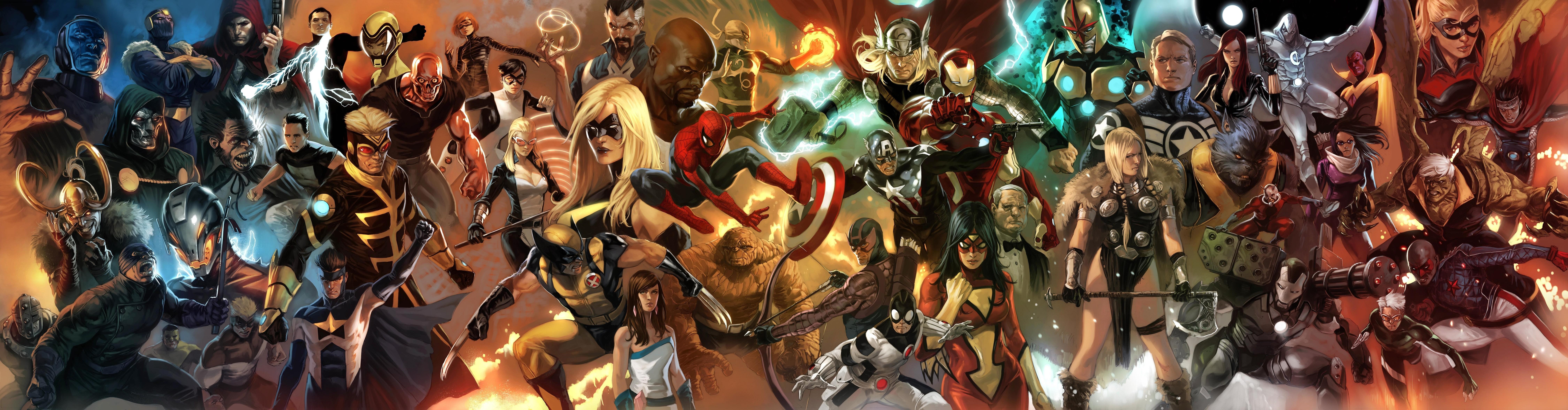 Iron Man, Thor, Spider Man, Captain America, Fantastic Four