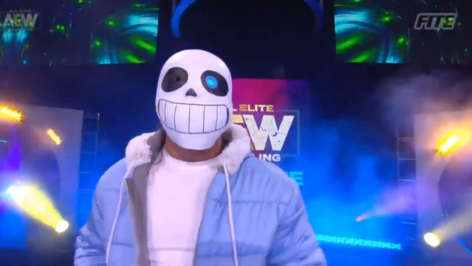 Wrestler Kenny Omega Enters the Ring as Sans From Undertale