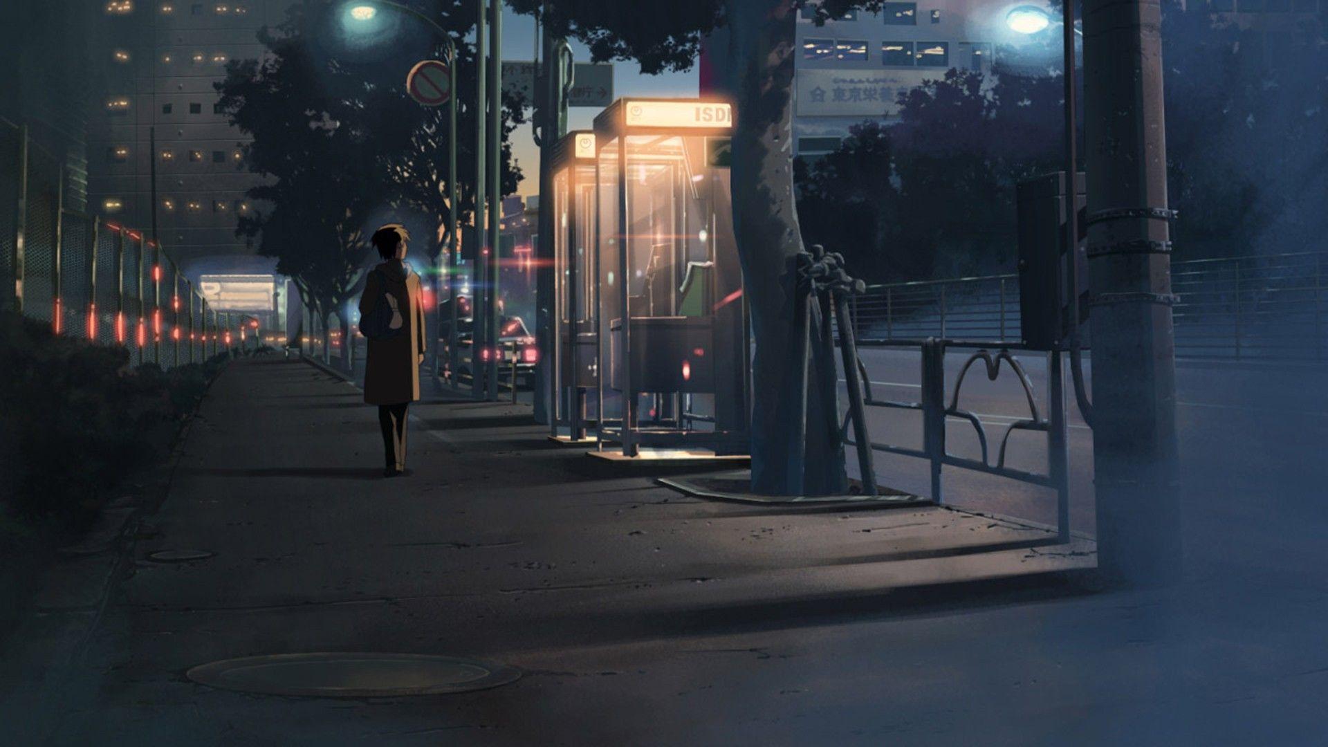 Anime 1920x1080 night city 5 Centimeters Per Second. Anime scenery, Anime city, Anime background