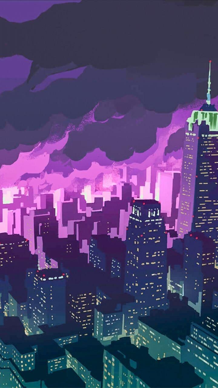 City, night, cityscape, building, art, 720x1280 wallpaper in 2020