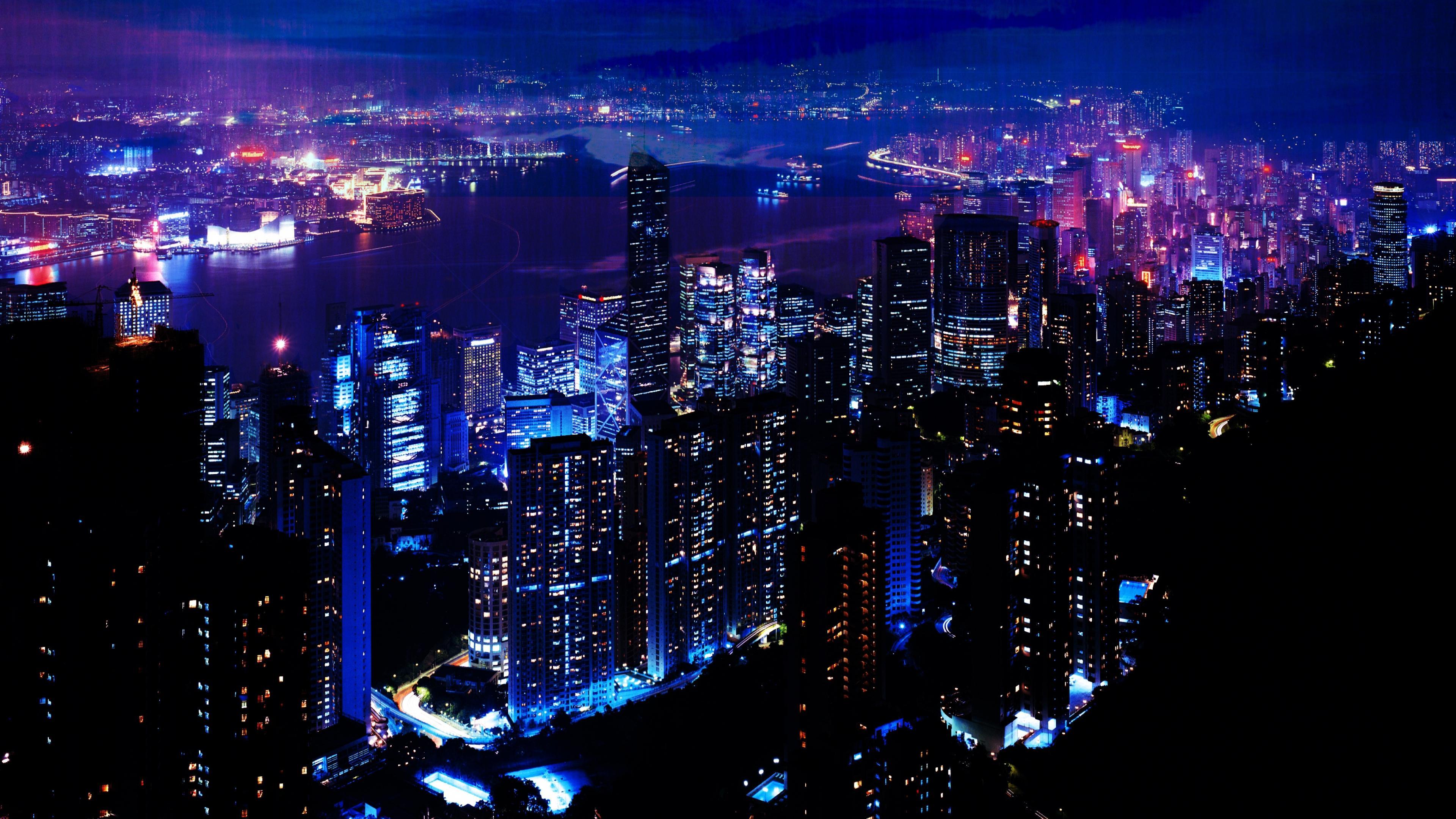 Free download Wallpaper 3840x2160 Night City Sky Skyscrapers 4K