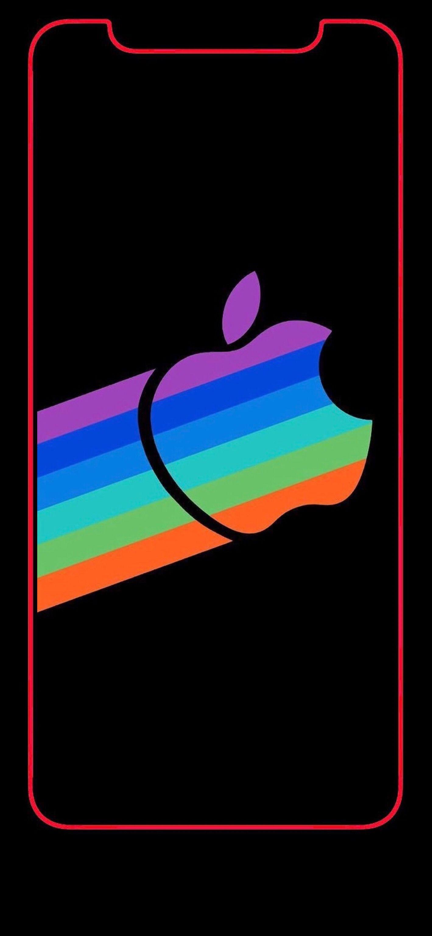 Wallpaper iPhone X logo rainbow 1. iPhone achtergrond, iPhone, Achtergrond