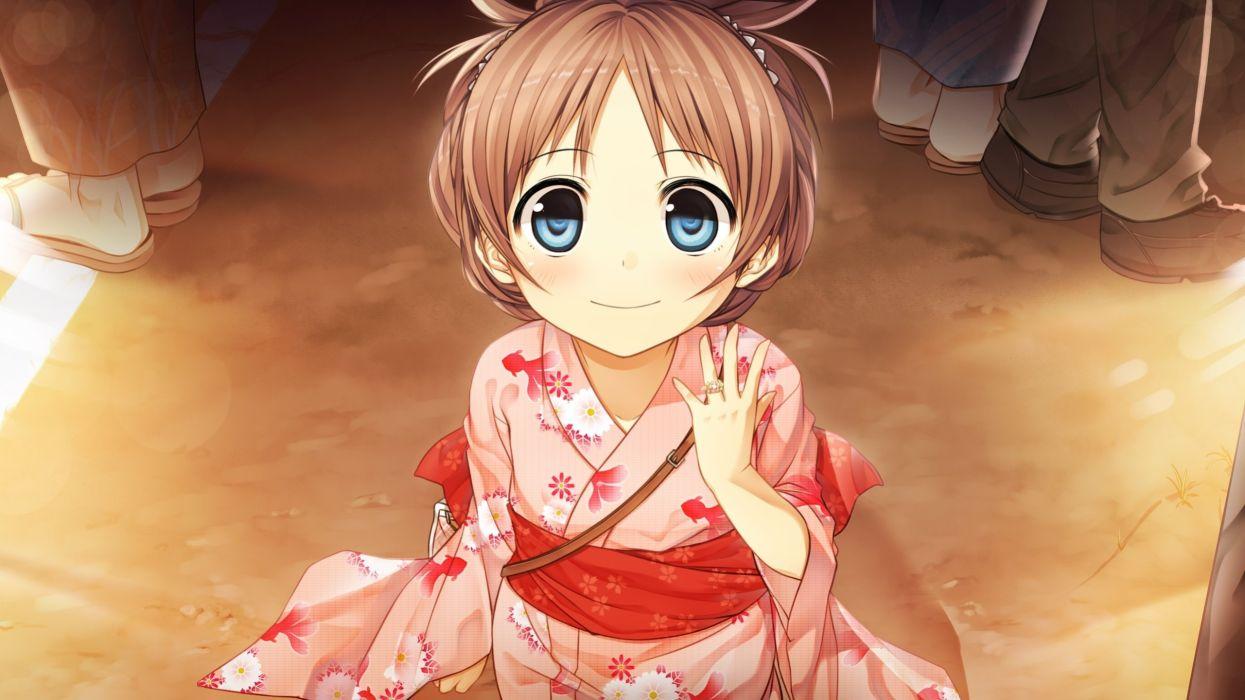 Anime girl cute kimono children wallpaperx1440