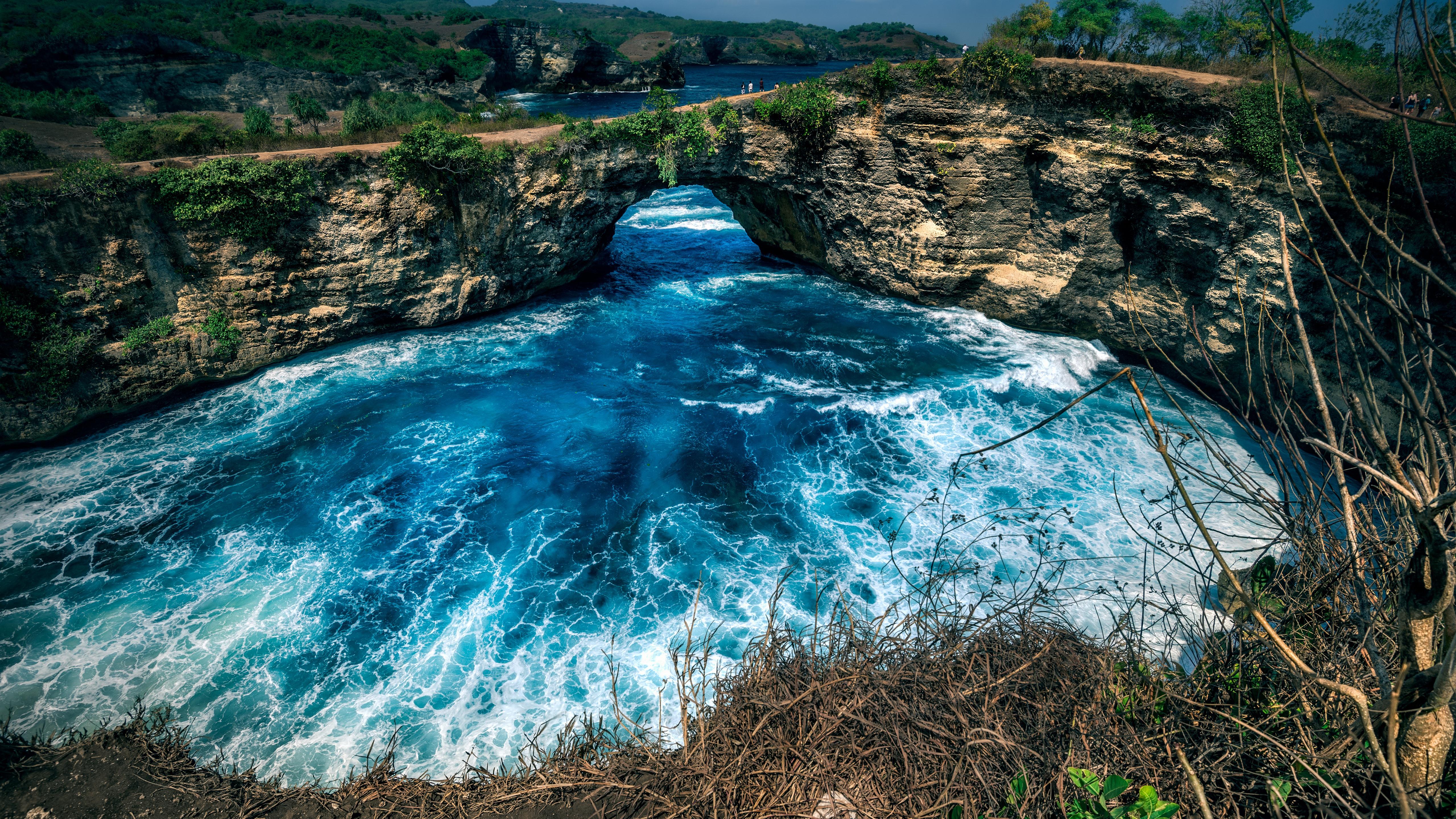 Wallpaper Travel to Nusa Penida Island, sea, waves, arch 5120x2880
