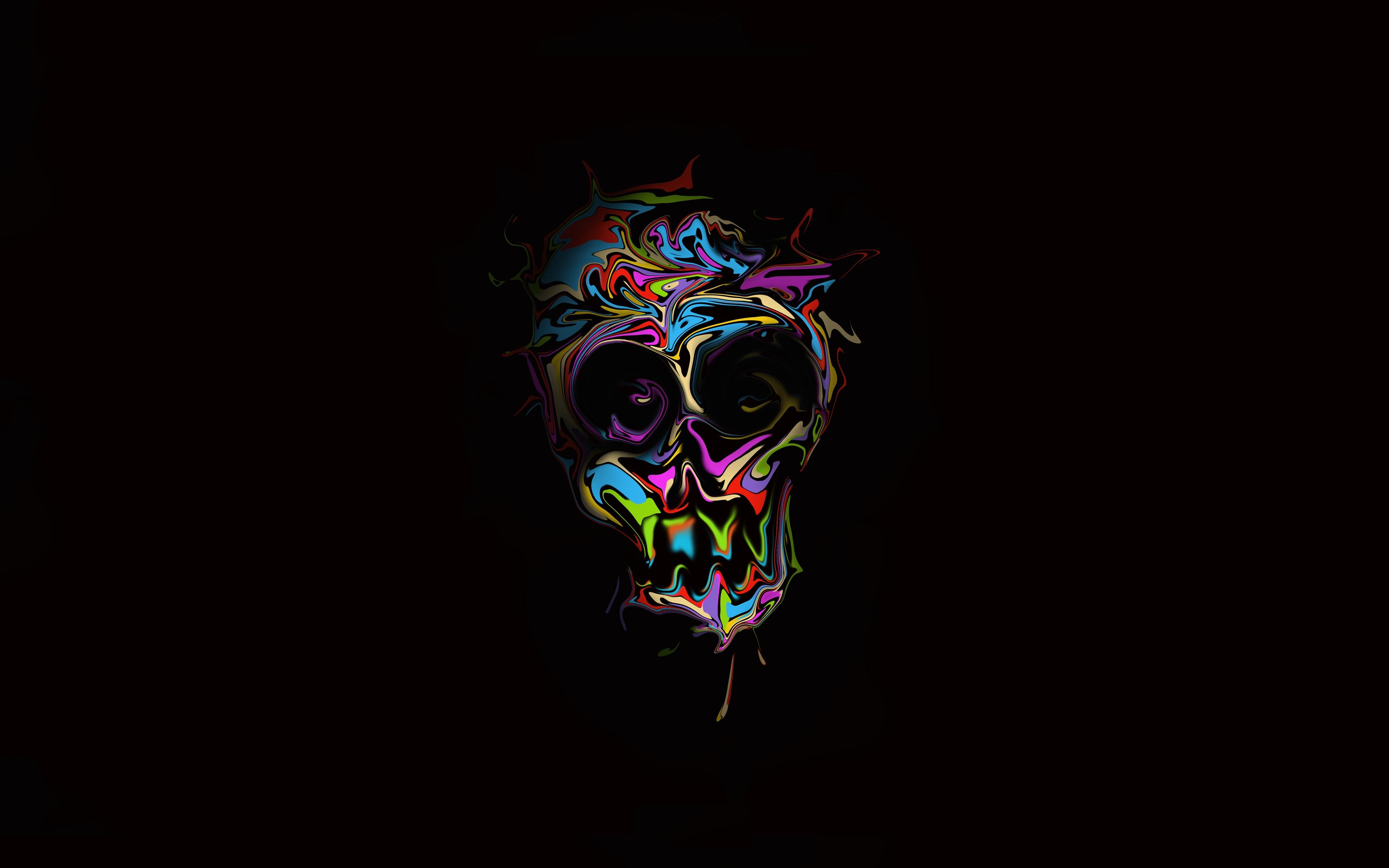 Download Glitch art, colorful, skull, dark, art wallpaper