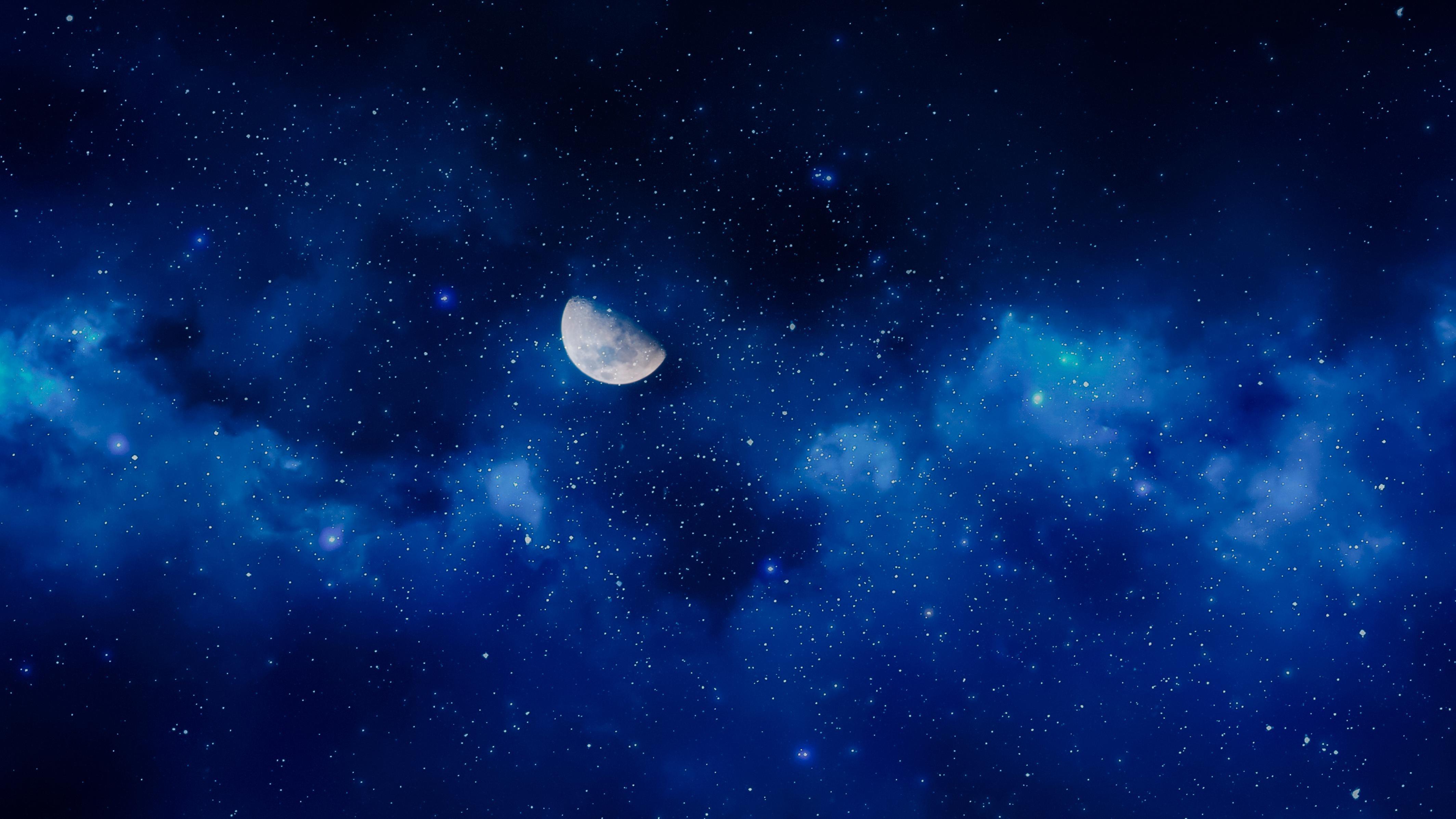 Moon Starry Sky 4K Wallpaper
